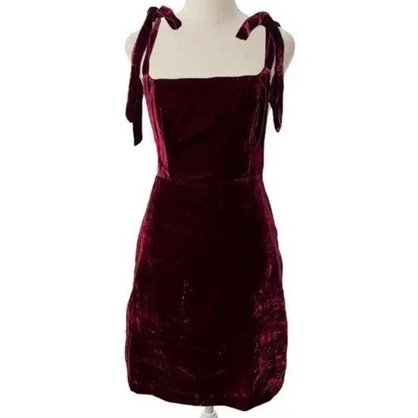 House of Harlow House of Harlow 1960 x Burgundy Velvet Tie Maroon S A001467 Size S / US 4 / IT 40 - 1 Thumbnail