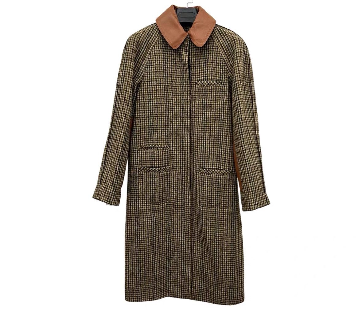 Loewe LOEWE Brown houndstooth patchwork fur coat Size XXS / US 00 / IT 34 - 1 Thumbnail