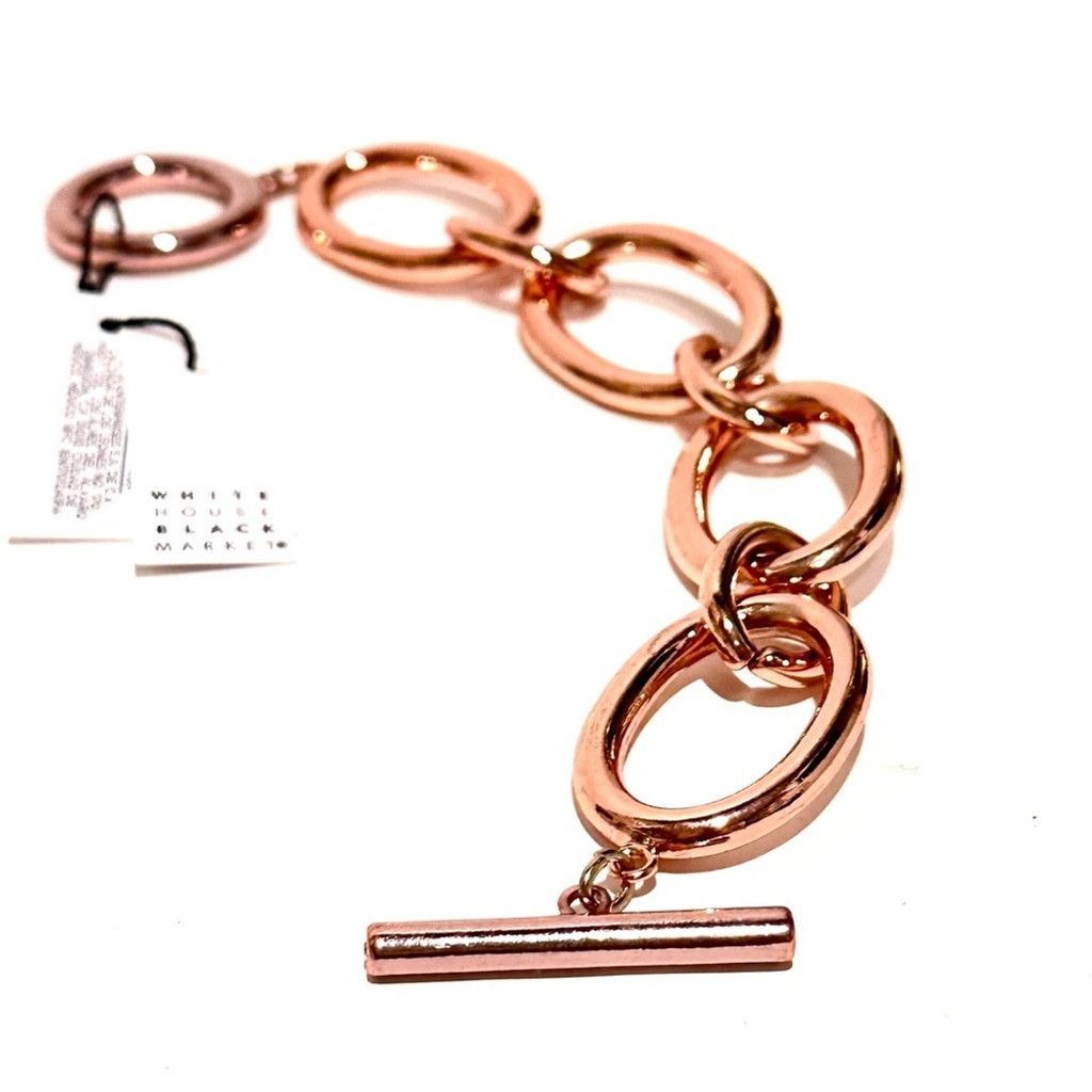 White House Black Market WHBM Rose Gold Oval Link Toggle Bracelet NWT Size ONE SIZE - 5 Thumbnail