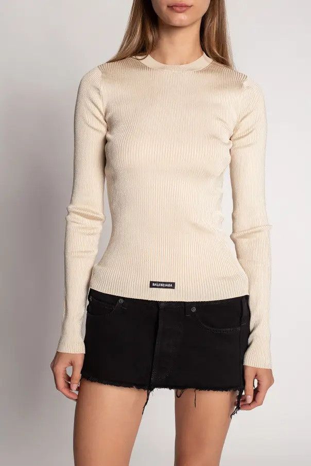 Balenciaga o1mt1gz0325 Top Sweater in Beige Size M / US 6-8 / IT 42-44 - 2 Thumbnail