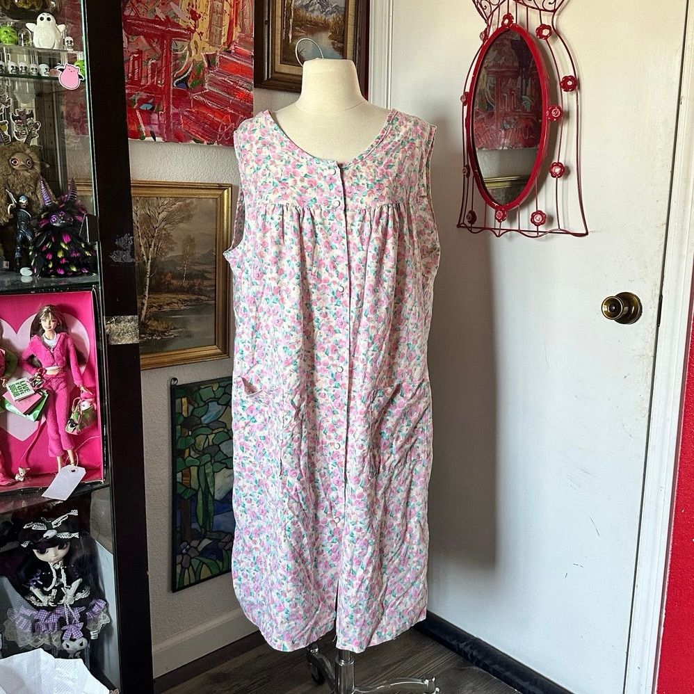 Other no brand pink white floral night dress button up Size XL / US 12-14 / IT 48-50 - 1 Thumbnail