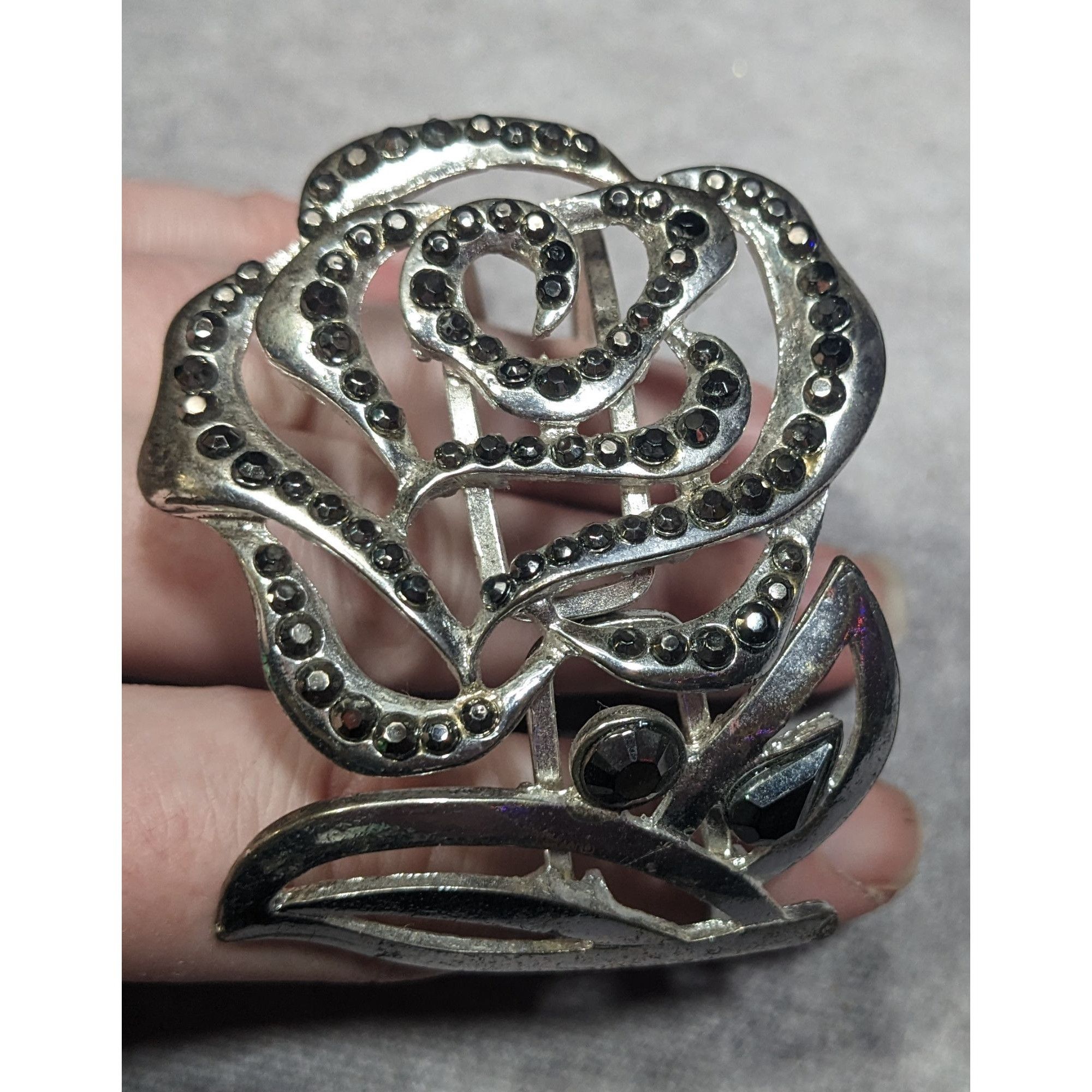 Other Whimsygoth Floral Black And Silver Tone Hinge Bracelet Size ONE SIZE - 11 Thumbnail