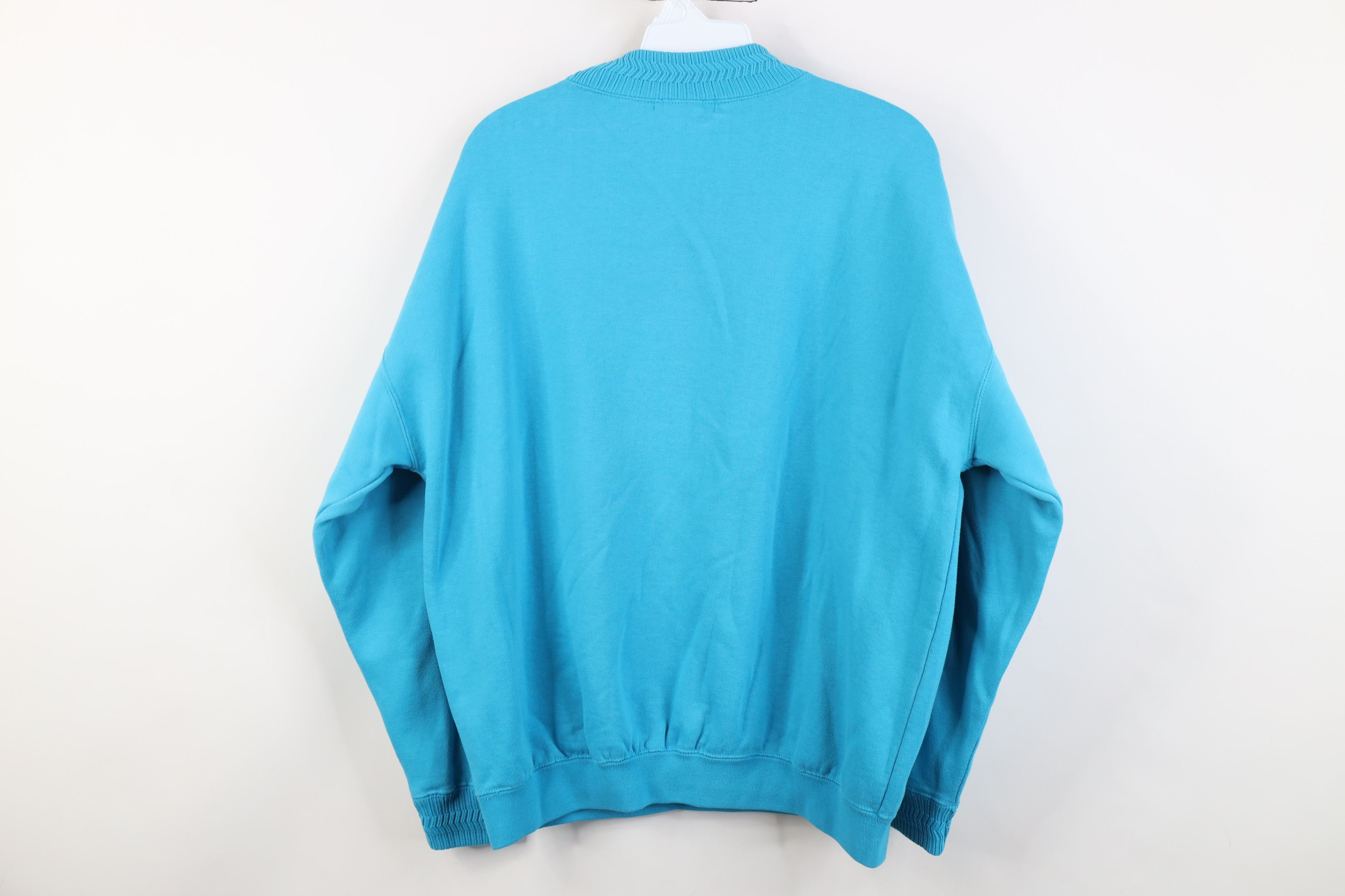 Vintage 90s Streetwear Blank Mock Neck Sweatshirt Blue