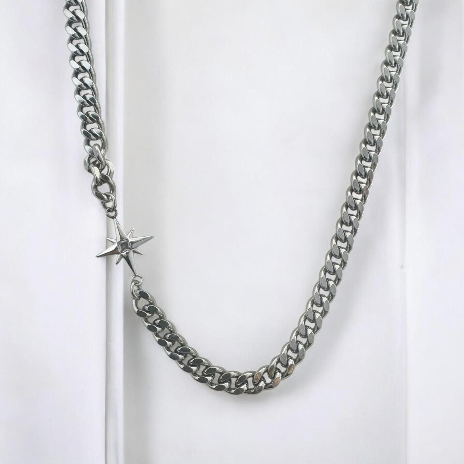 Other Star Chain Necklace Punk Hip Hop goth y2k alt Jewelry gift Size ONE SIZE - 1 Thumbnail