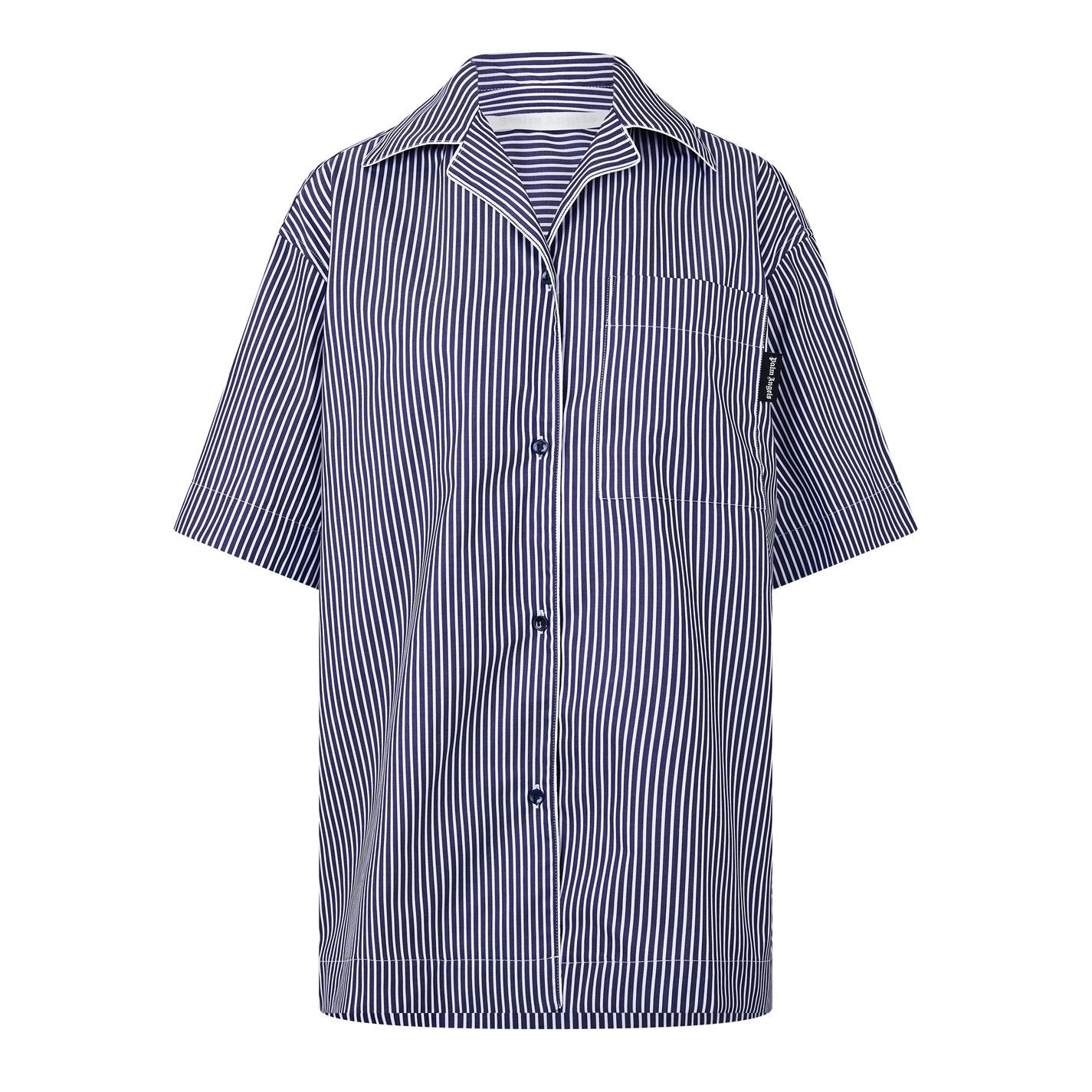 Palm Angels o1g2r1mq0325 Curve Logo Shirt in Blue & White Size S / US 4 / IT 40 - 1 Thumbnail