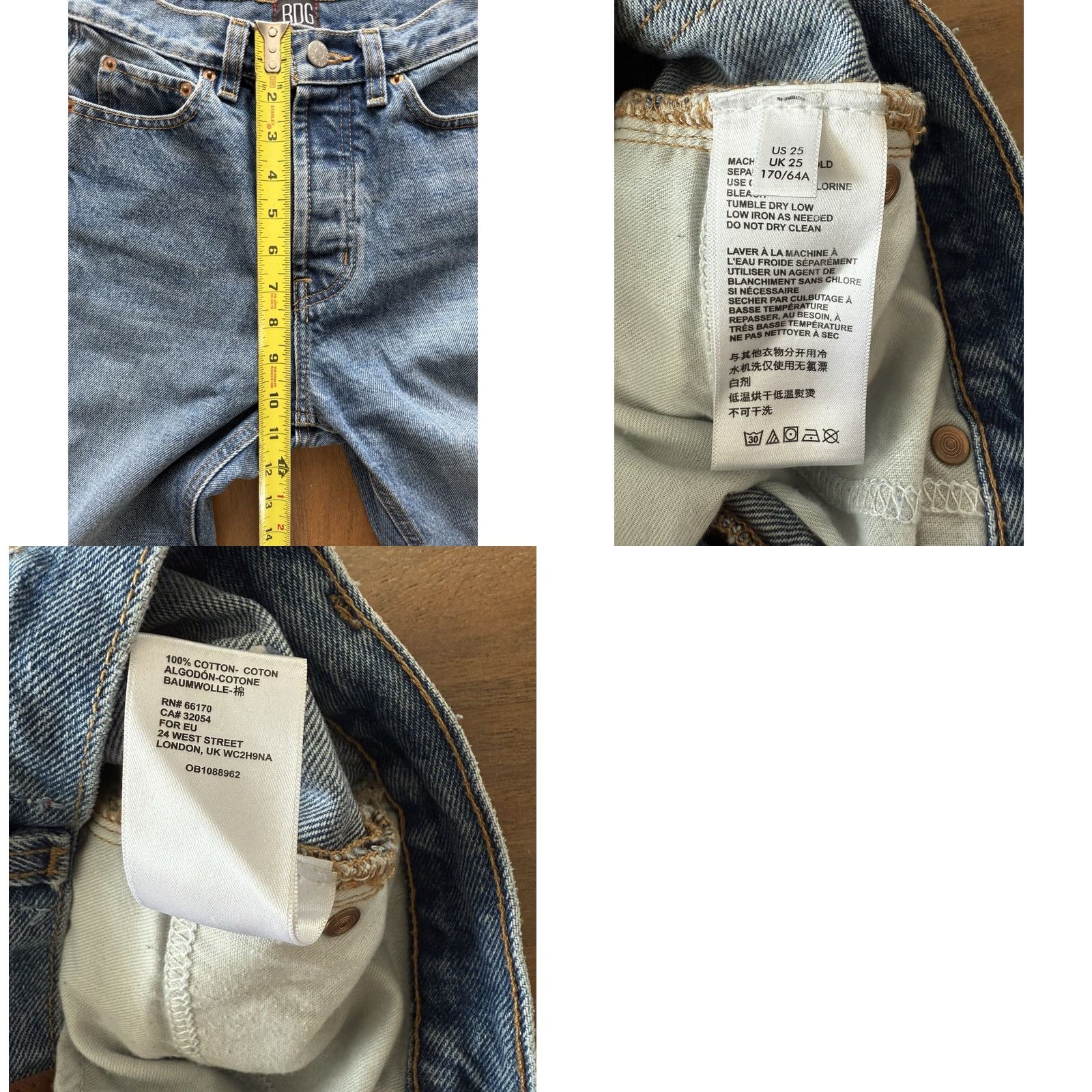 Urban Outfitters BDG Urban Outfitters Jeans Slim Straight 25x28 Womens Light Wash Denim Blue City Logo 5-Pocket Mens? Womens Size 42" / US 20 - 8 Thumbnail