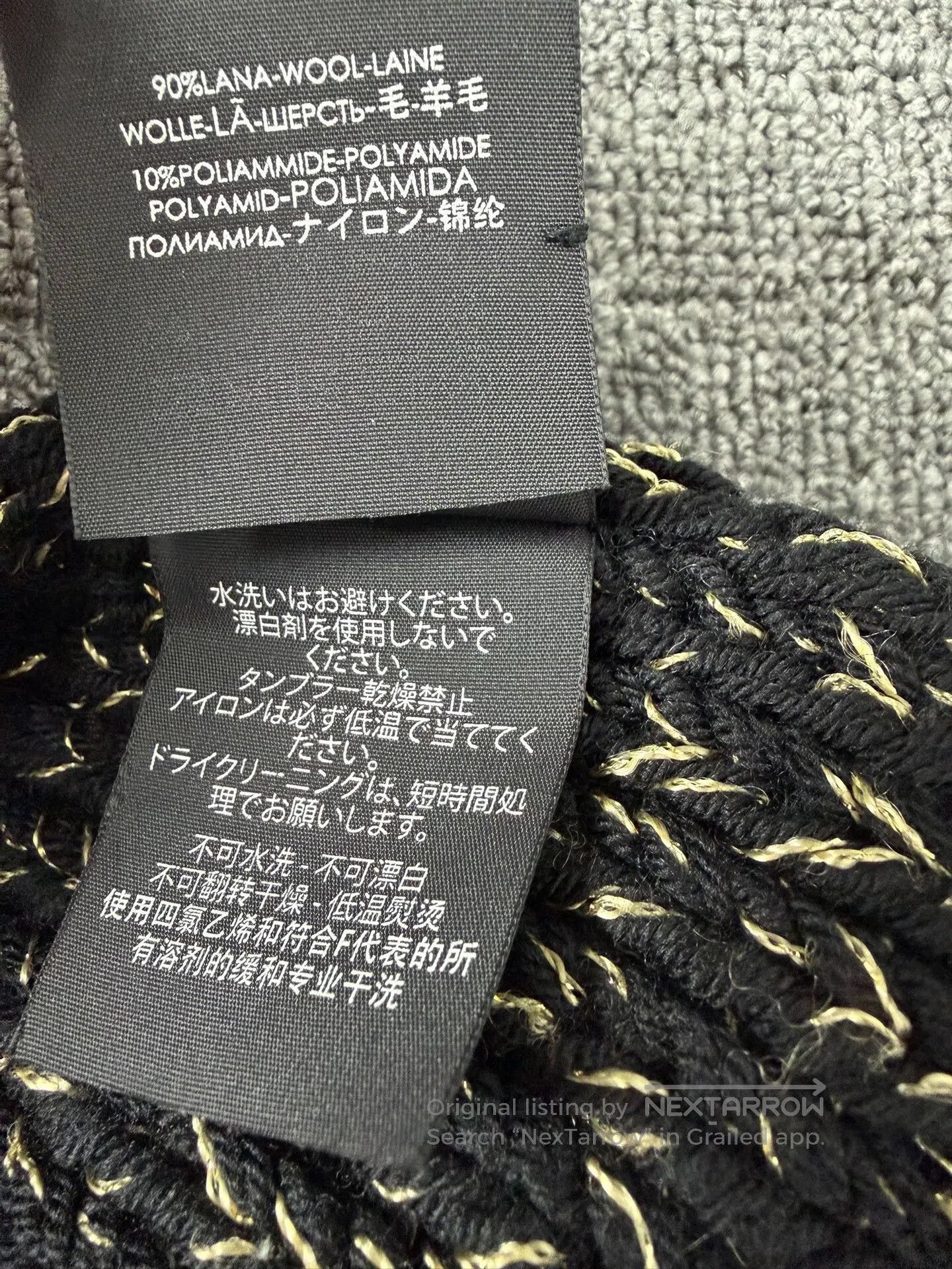 Saint Laurent Paris Saint Laurent Black Gold Blended Wool Scarf. Size ONE SIZE - 4 Thumbnail