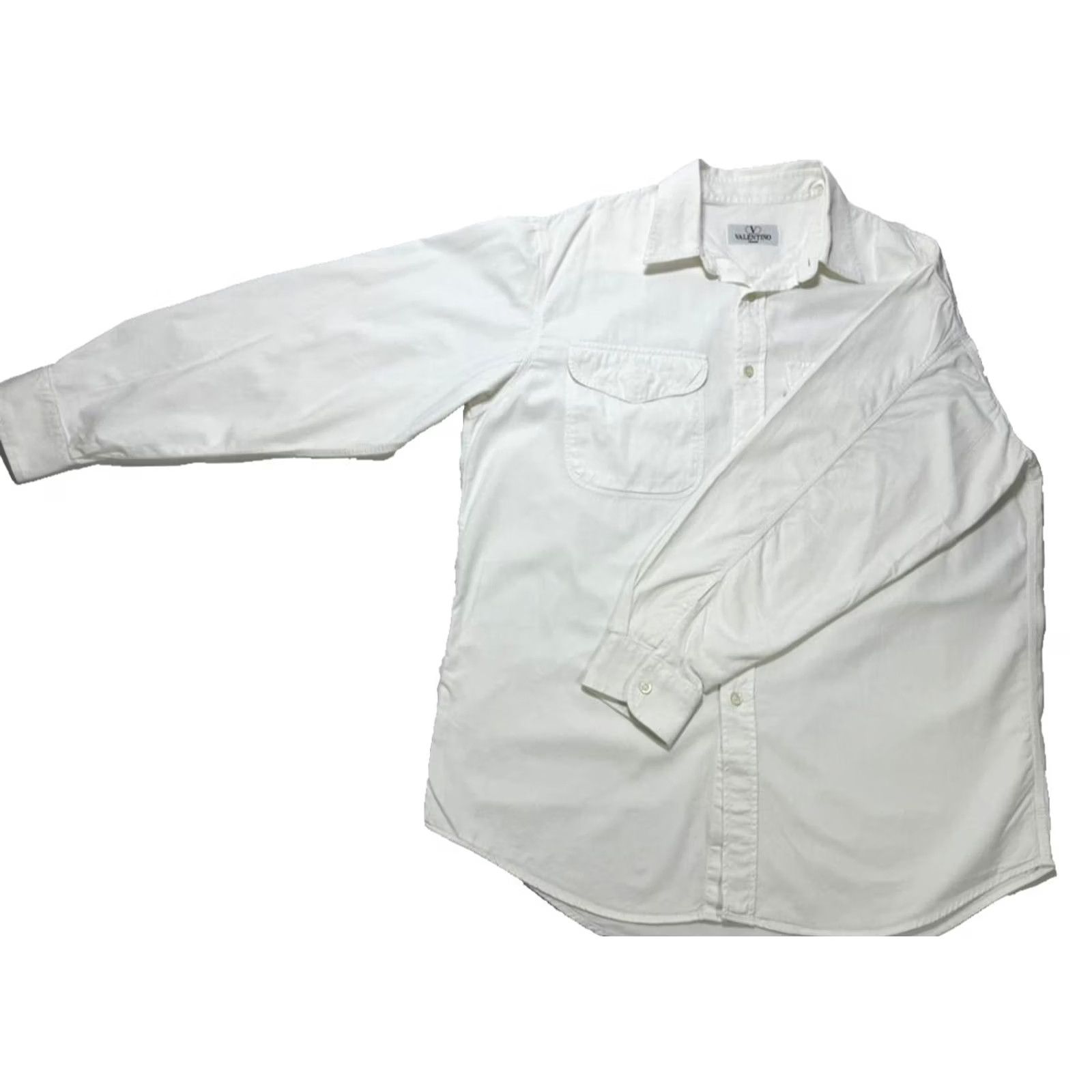 Valentino Valentino Button-Up Shirt Mens White Cotton Denim Long Sleeve - Size M, Casual, Fall/Spring/Summer, Regular Fit, Vintage No Size US M / EU 48-50 / 2 - 3 Thumbnail