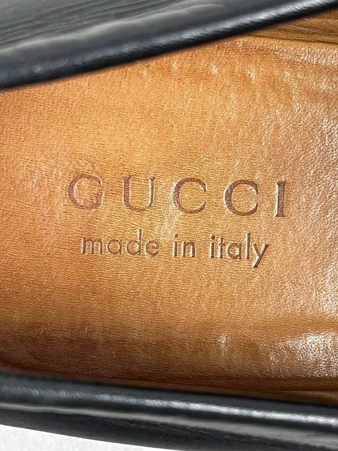 Gucci Gucci Black Signature Leather Loaffers Size US 13 / EU 46 - 10 Thumbnail