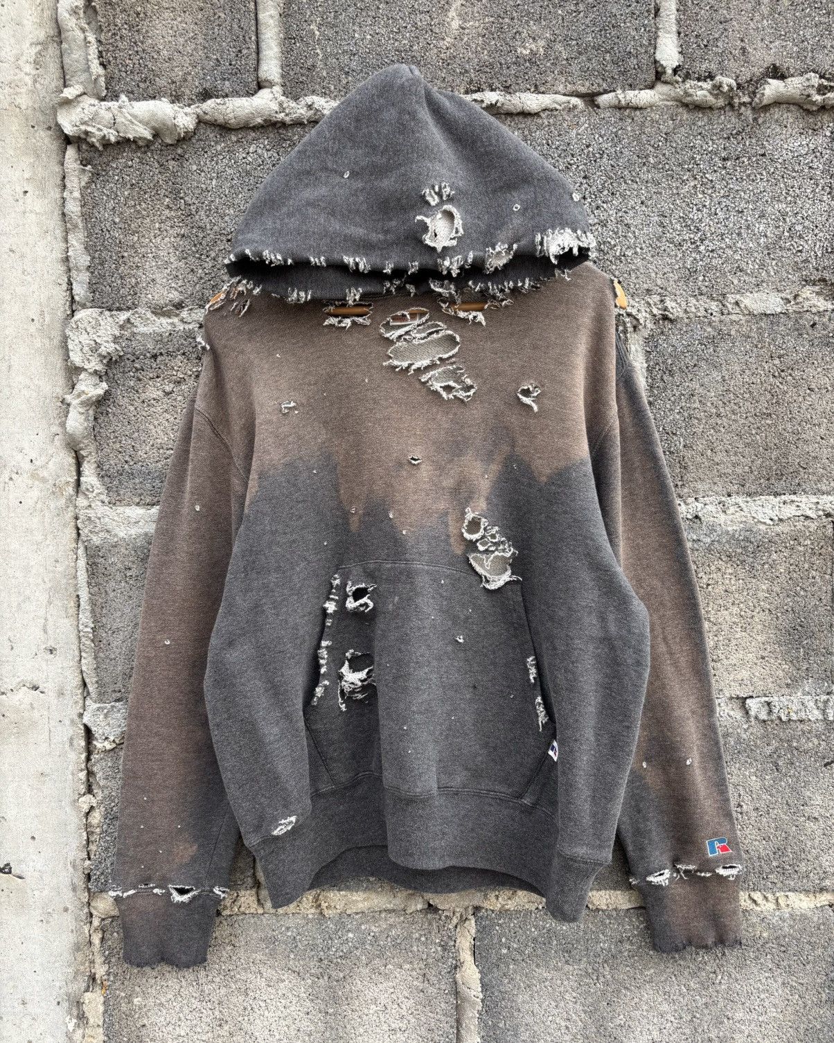 Thrashed 2Tone Faded Distressed Russell Hoodie