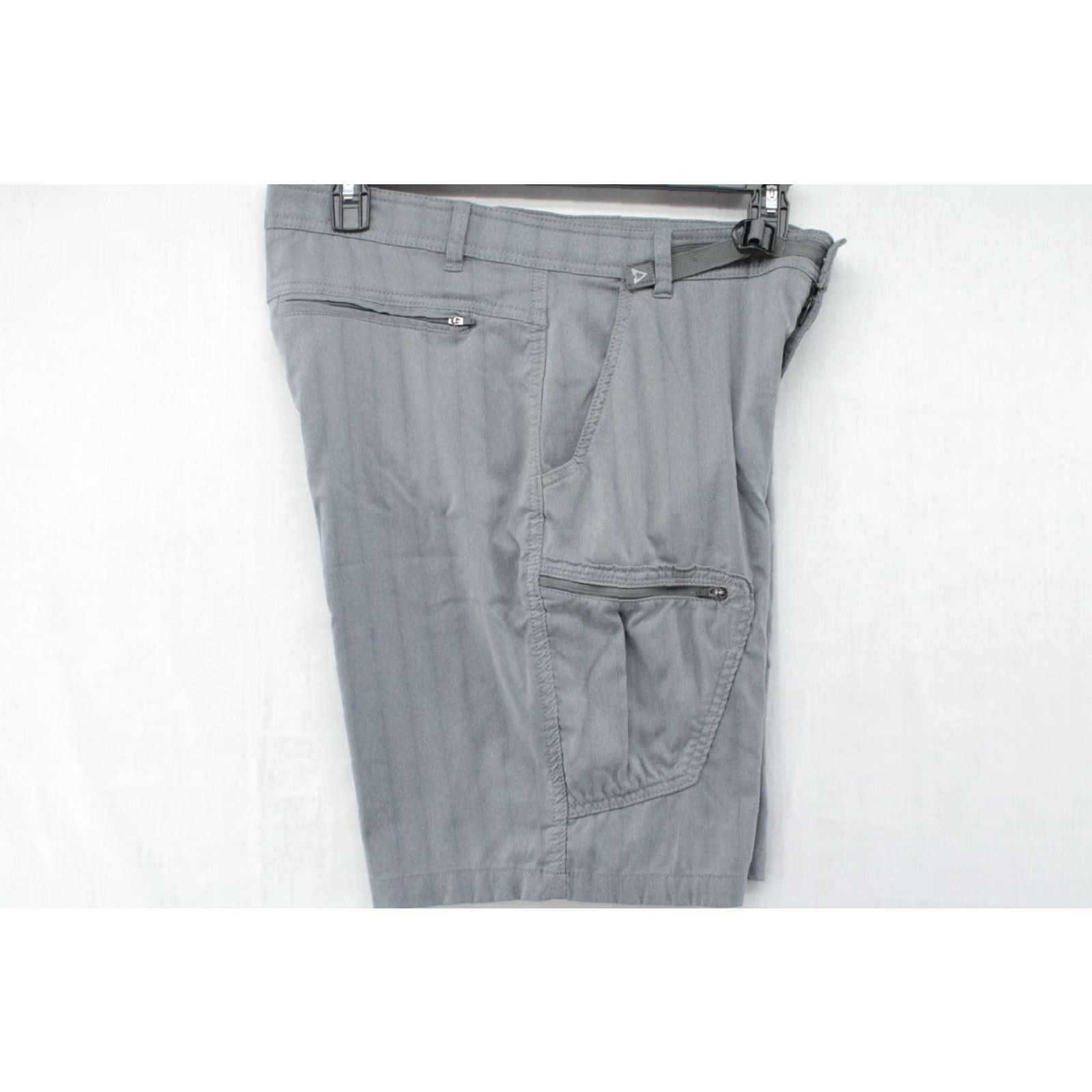 ASCENO Ascend Mens Cargo Shorts 34 Gray Striped Outdoors Hiking Zip Pockets Waist 34 Inseam 10" Pockets Logo Belted Regular Size US 34 / EU 50 - 4 Thumbnail