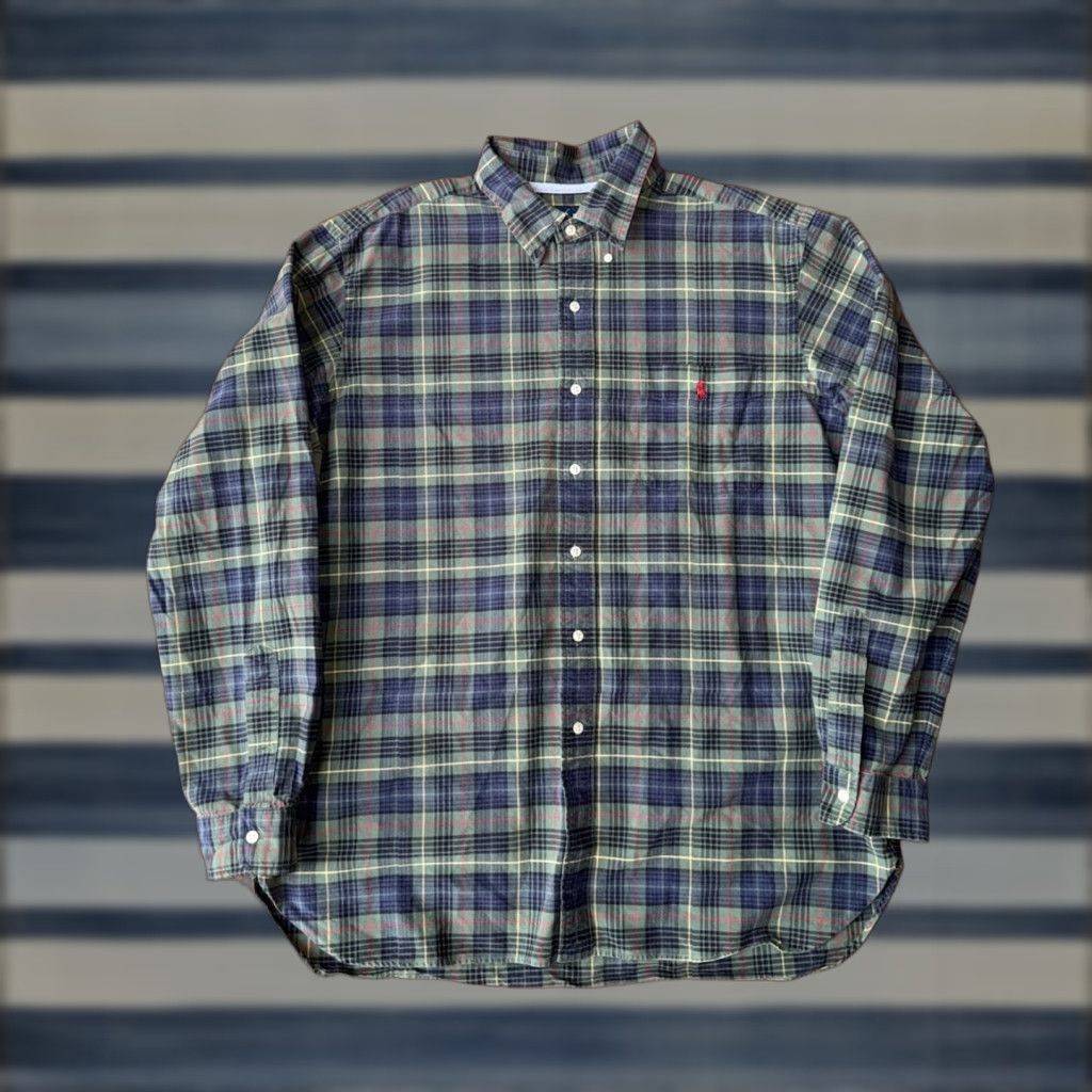 Ralph Lauren VINTAGE Ralph Lauren Plaid Button Up Shirt Men XL Green Long Sleeve Polo (Classic Fit) Size US XL / EU 56 / 4 - 1 Thumbnail