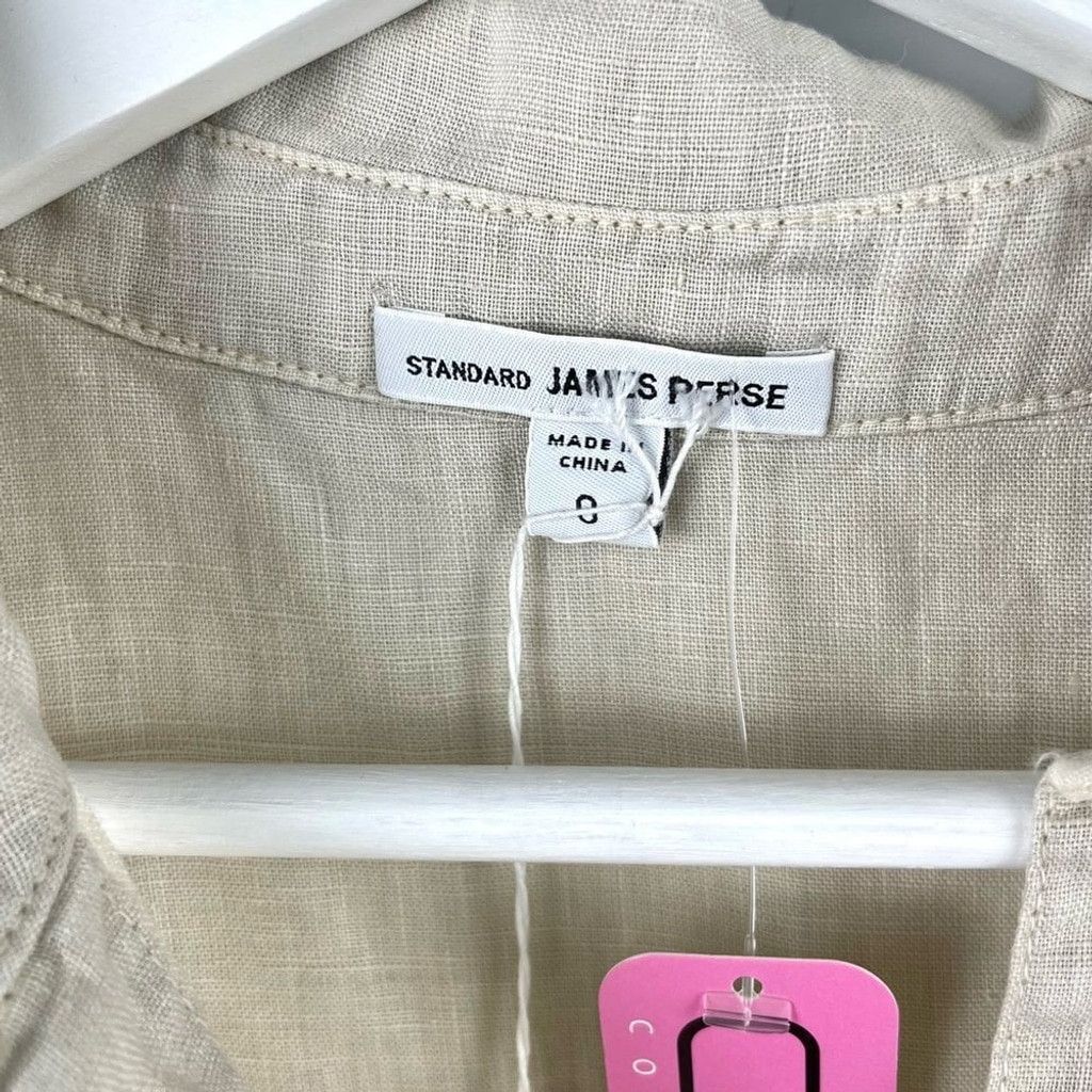 James Perse NEW James Perse Natural Tan Boxy Linen Shirt Size 0 Size XS / US 0-2 / IT 36-38 - 4 Thumbnail