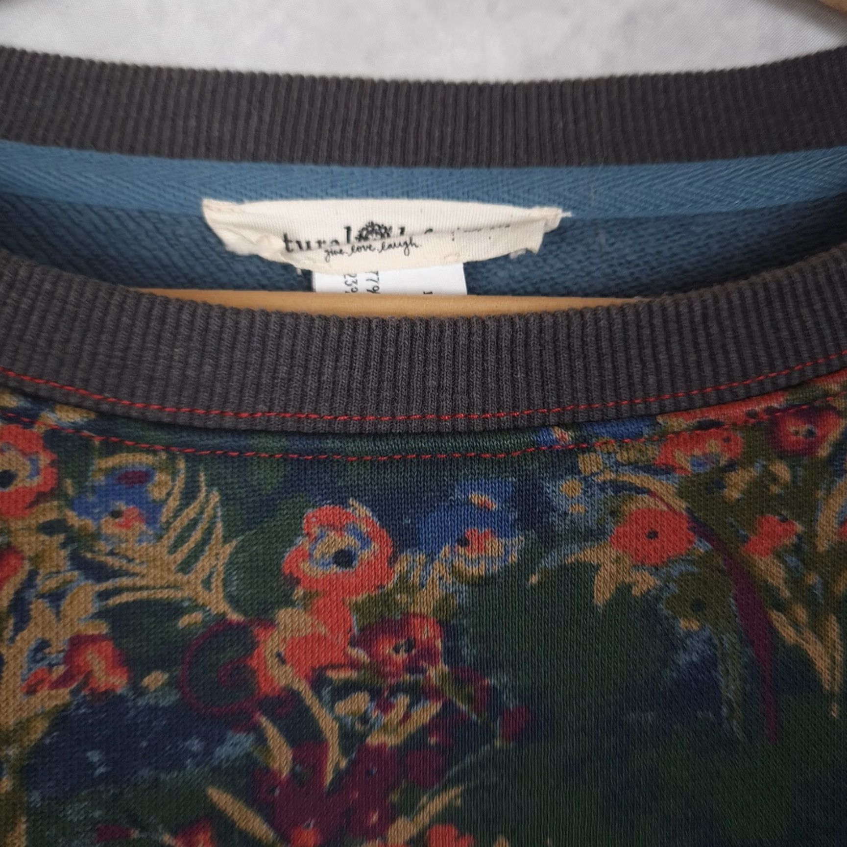 Vintage Natural Life Sweatshirt Womens S/M Navy Floral Oversized Boho Crewneck Pullover Size S / US 4 / IT 40 - 4 Thumbnail
