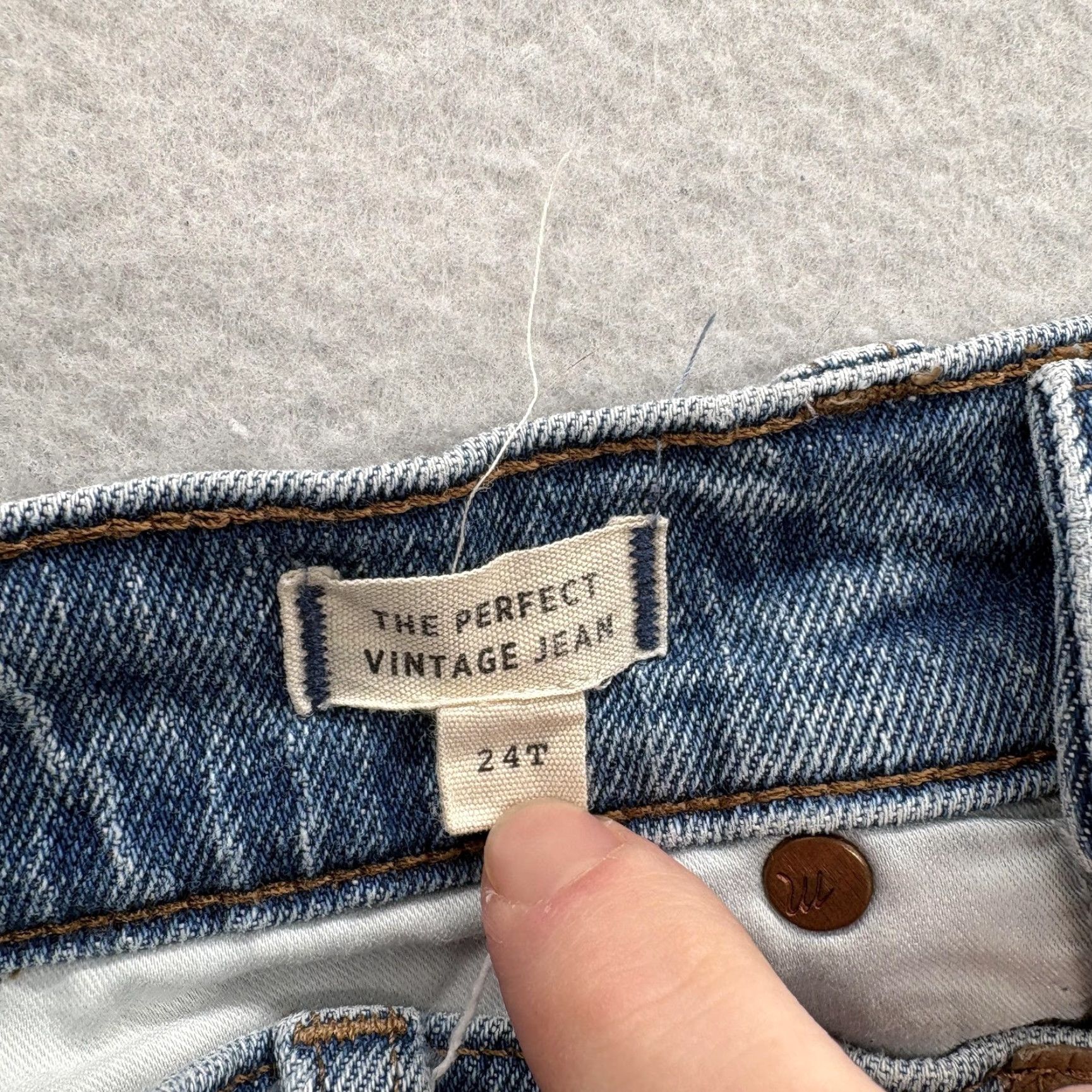 Madewell VINTAGE Madewell The Perfect Vintage Straight Jeans Womens 24 Tall Blue High Rise Stretch Size 42" / US 20 - 5 Thumbnail