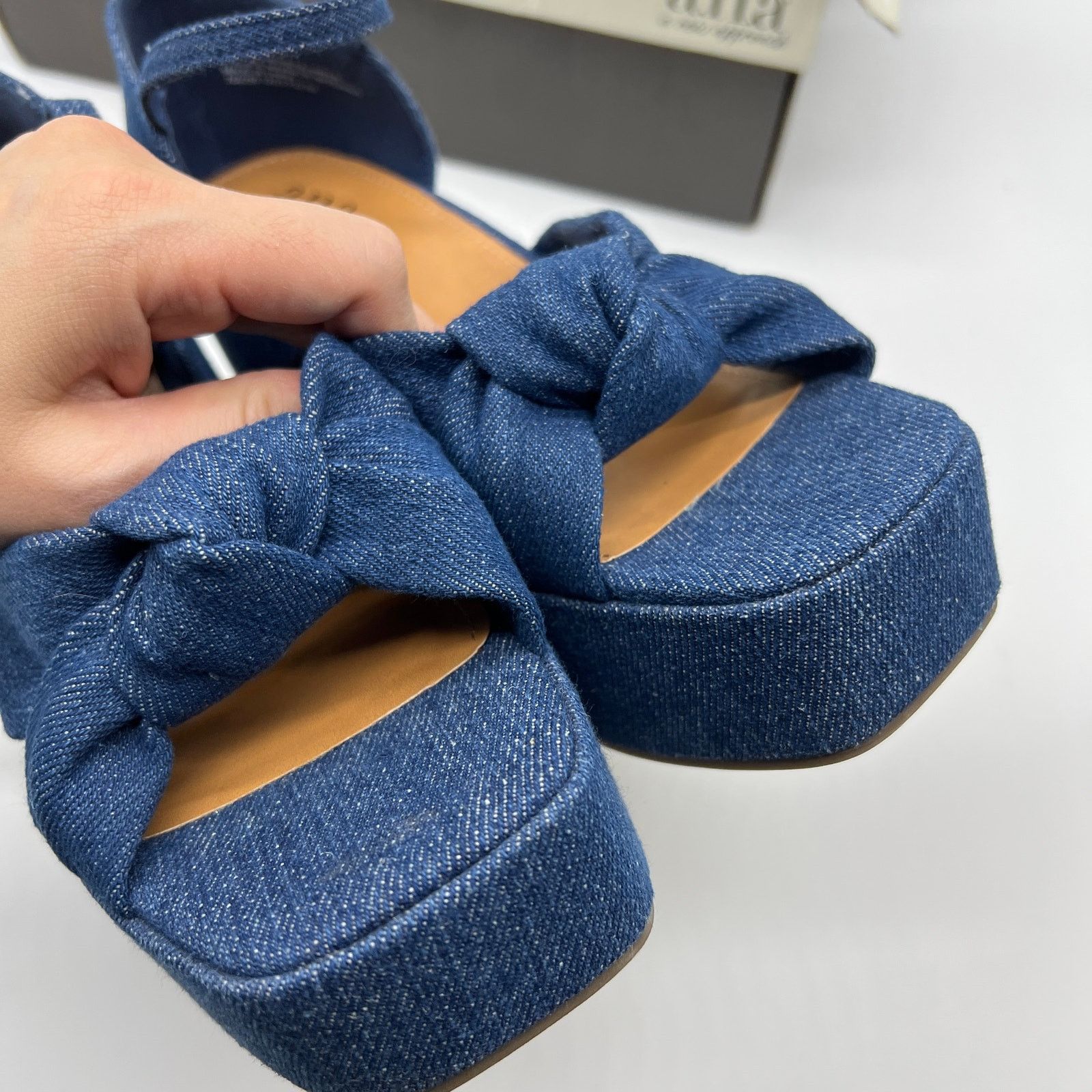 Other a.n.a Womens Holland Heeled Sandals Denim Platform Size US 6 / IT 36 - 6 Thumbnail