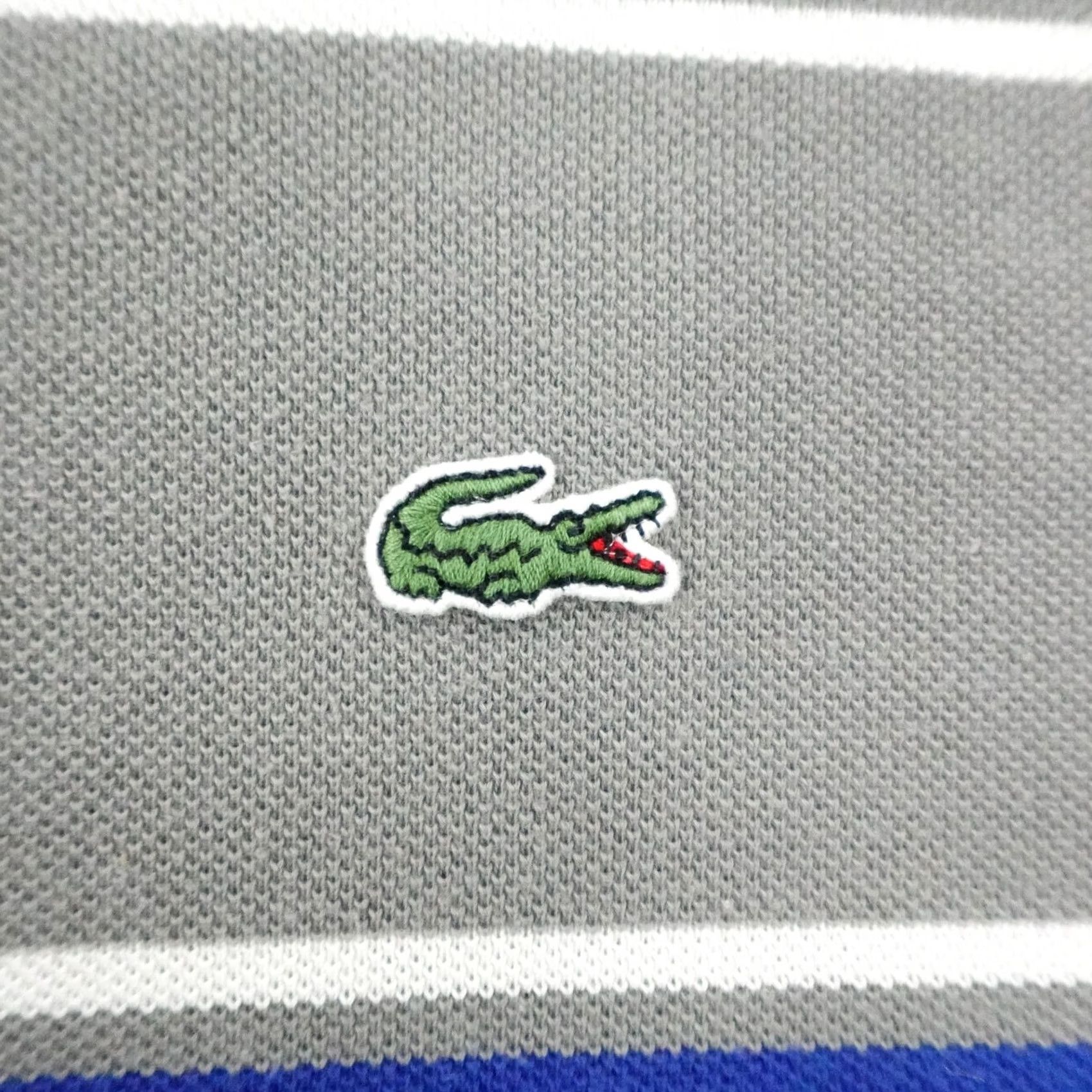 Lacoste Lacoste Polo Shirt Men XL Gray Blue Stripes Croc Logo Pique Cotton Preppy Size US XL / EU 56 / 4 - 3 Thumbnail