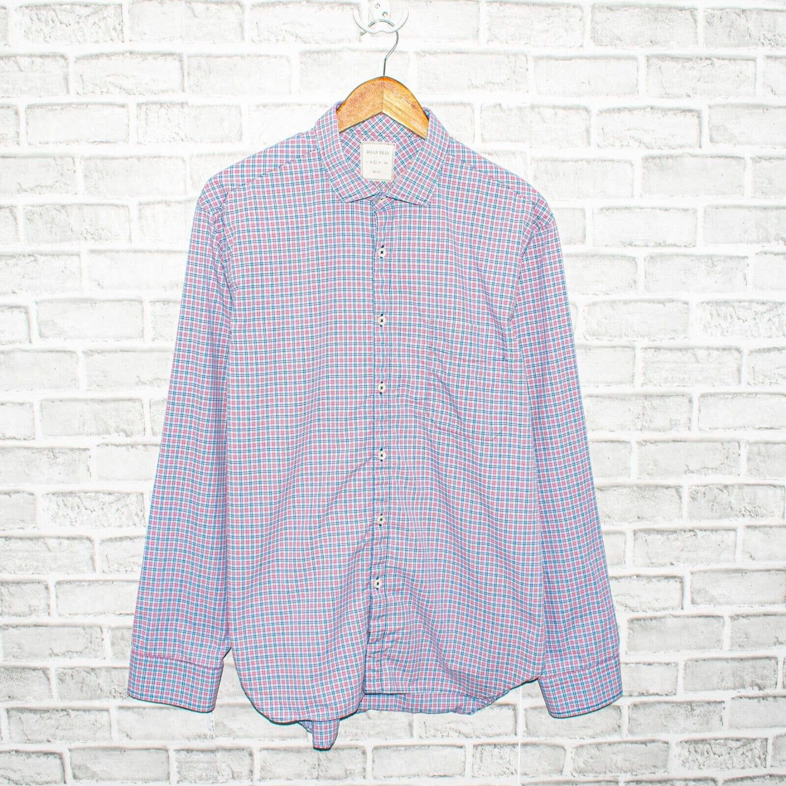 Billy Reid Billy Reid Slim Cut Button up Shirt Blue Red Grid check ...