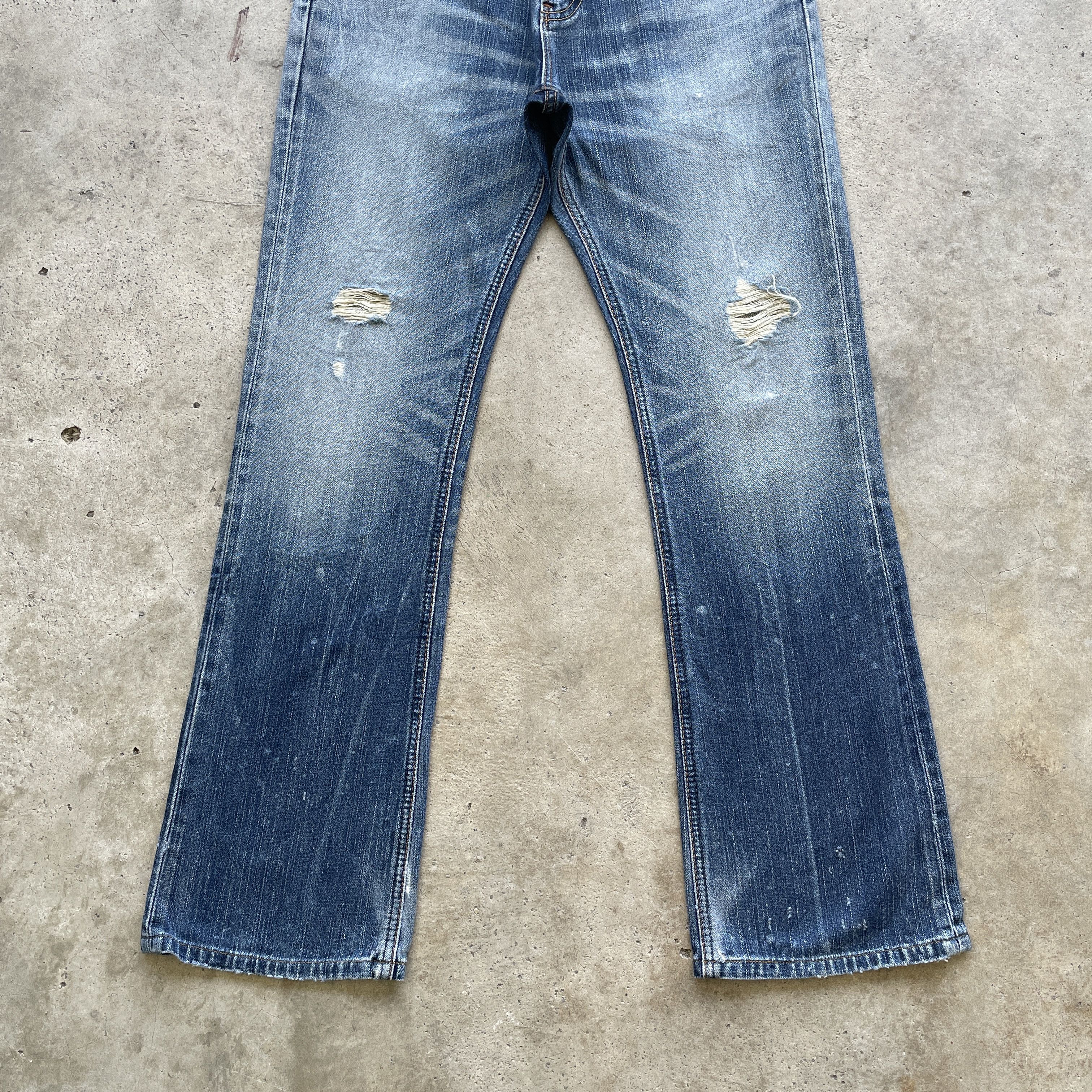 Vintage × Wrangler VINTAGE WRANGLER DISTRESSED FLARE FADED BOOTCUT JEANS PANTS Size US 31 - 4 Thumbnail