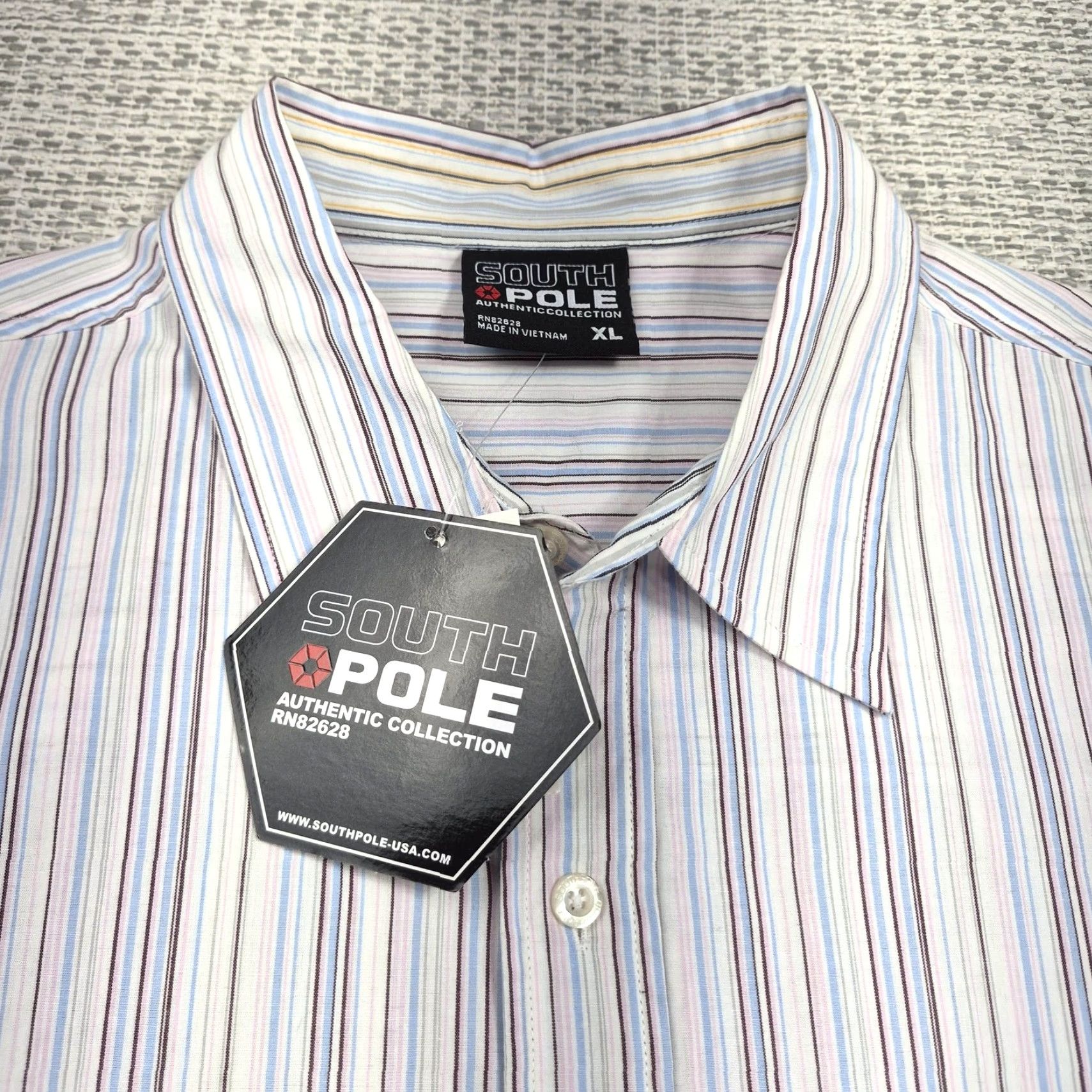 Southpole South Pole Button Up Shirt Mens XL Multicolor Stripe Long Sleeve Dress Shirt Shirt Men XL Multicolor Stripe Button Up Dress Shirt Size 46R - 6 Thumbnail