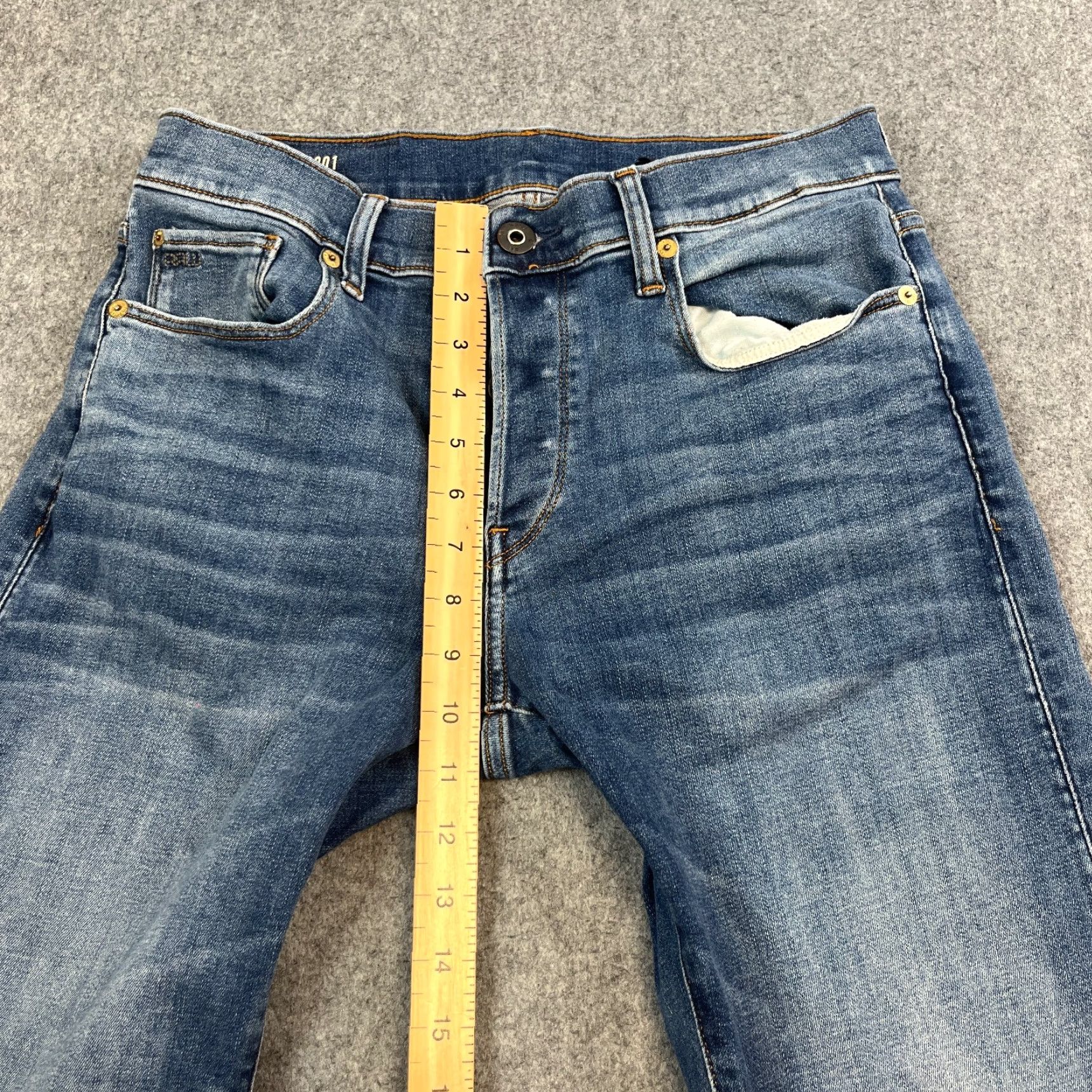 G-Star G-Star Jeans Slim Skinny 30 32 Medium Wash Blue Stretch Whiskers 3301 Mens Denim 5-Pocket Comfort Stretch Size US 30 / EU 46 - 5 Thumbnail