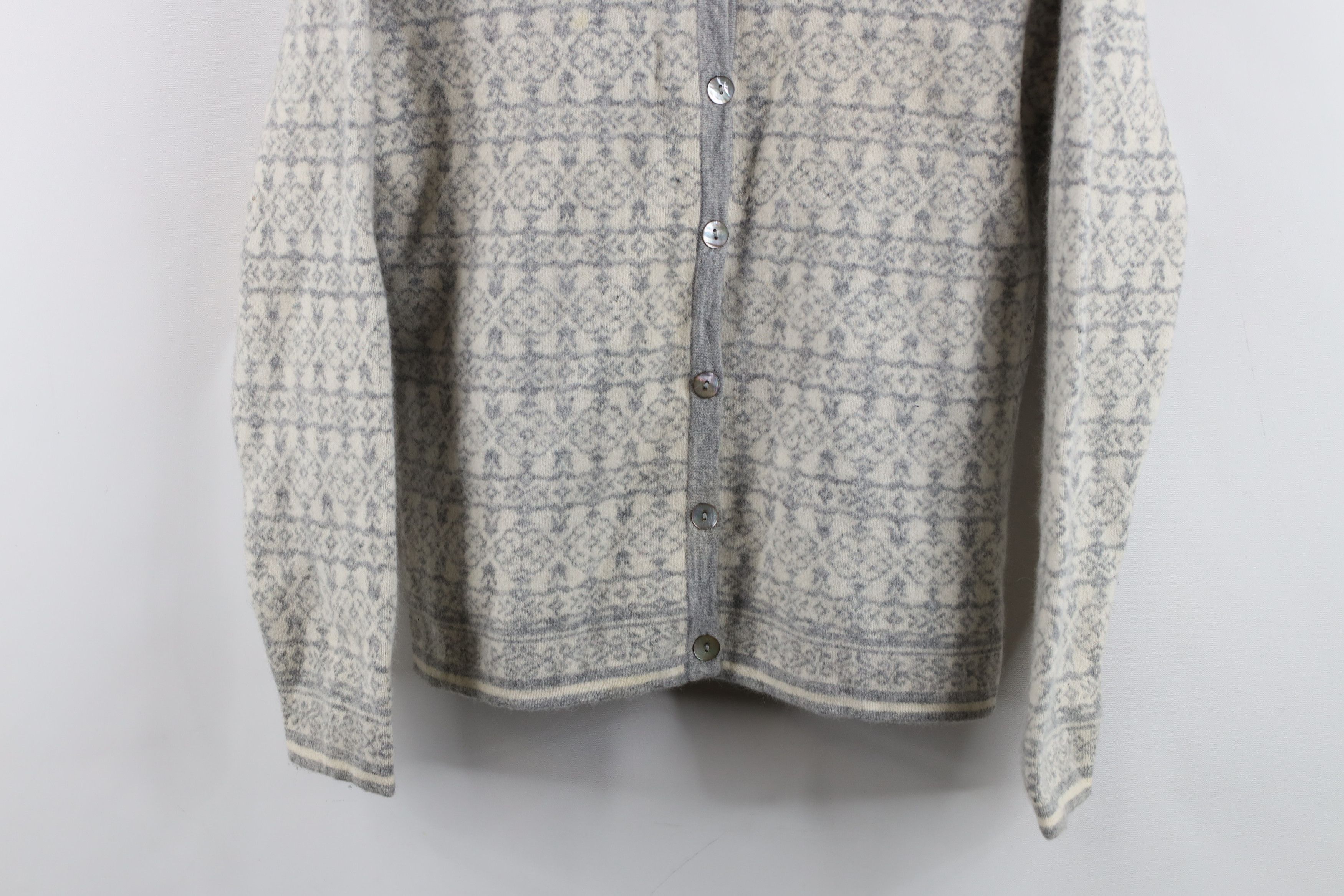 Vintage Madison & Mercer Angora Fair Isle Knit Cardigan Sweater Size S / US 4 / IT 40 - 3 Thumbnail