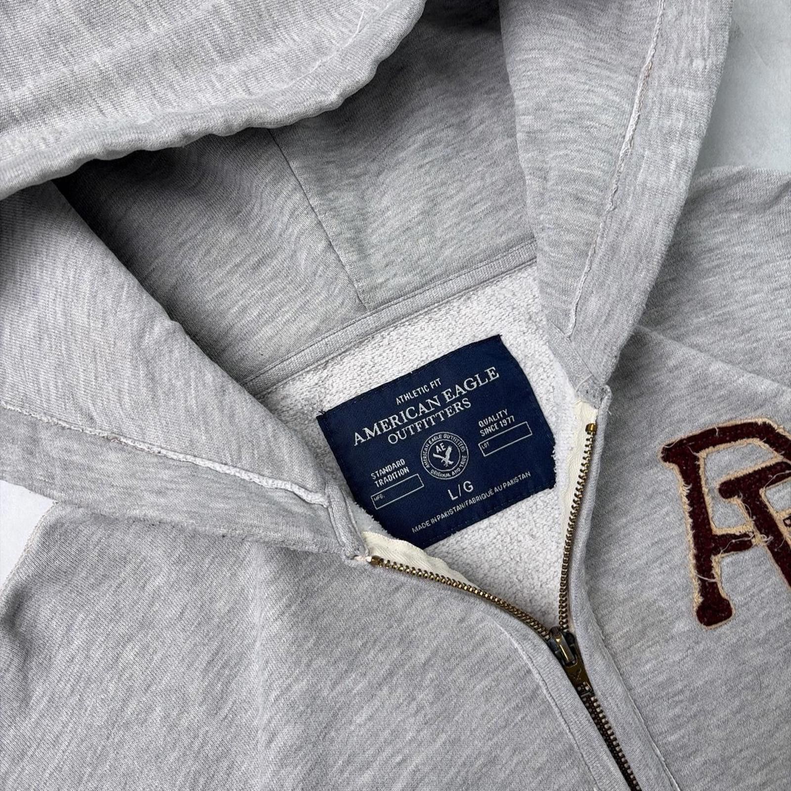 American Eagle Outfitters Y2K Grey American Eagle Grunge Heavyweight Zip Up Hoodie Size US L / EU 52-54 / 3 - 6 Thumbnail