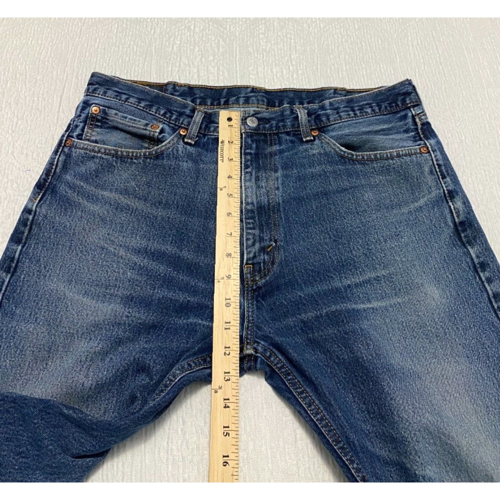 Levi's Levi's 505 Jeans Size 38×28 Blue Regular Fit Straight Whiskers Denim 5-Pocket Design Mens Size US 38 / EU 54 - 4 Thumbnail