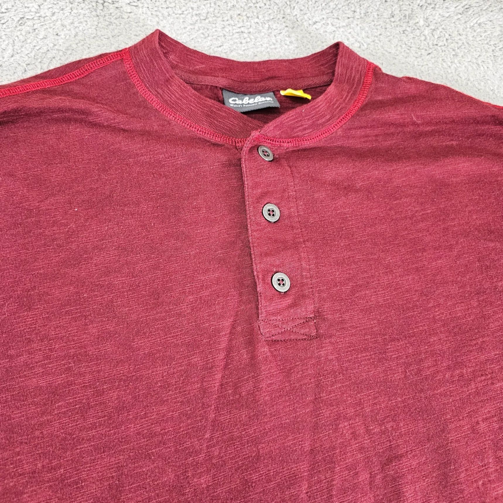 Vintage Cabela's Shirt Mens Large Red Henley Knit Long Sleeve Cotton Pullover Sweatshirt Size US L / EU 52-54 / 3 - 2 Thumbnail