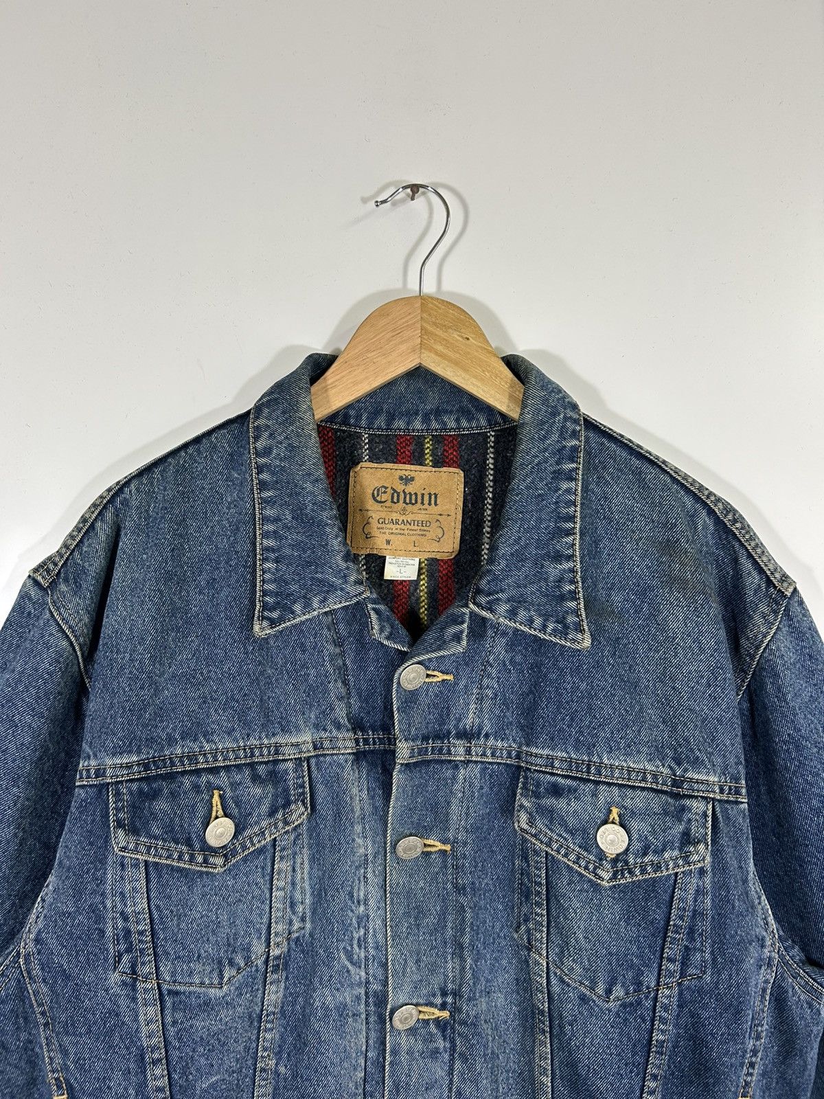 Edwin ⚡️Vintage Edwin Distressed Denim Trucker Jacket Size US L / EU 52-54 / 3 - 4 Thumbnail