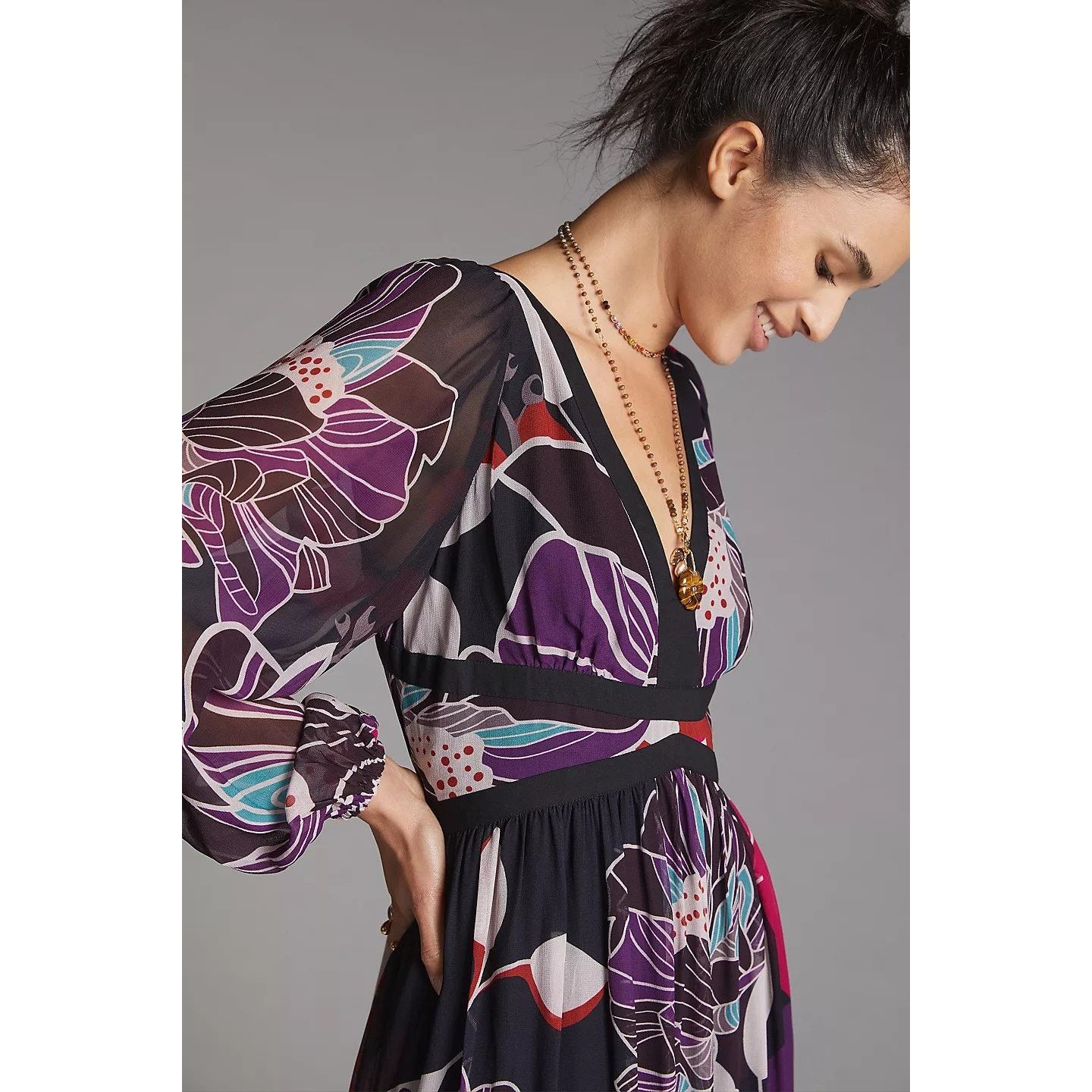 Anthropologie New Anthropologie Let Me Be Floral Midi Dress $198 SMALL Size S / US 4 / IT 40 - 2 Thumbnail