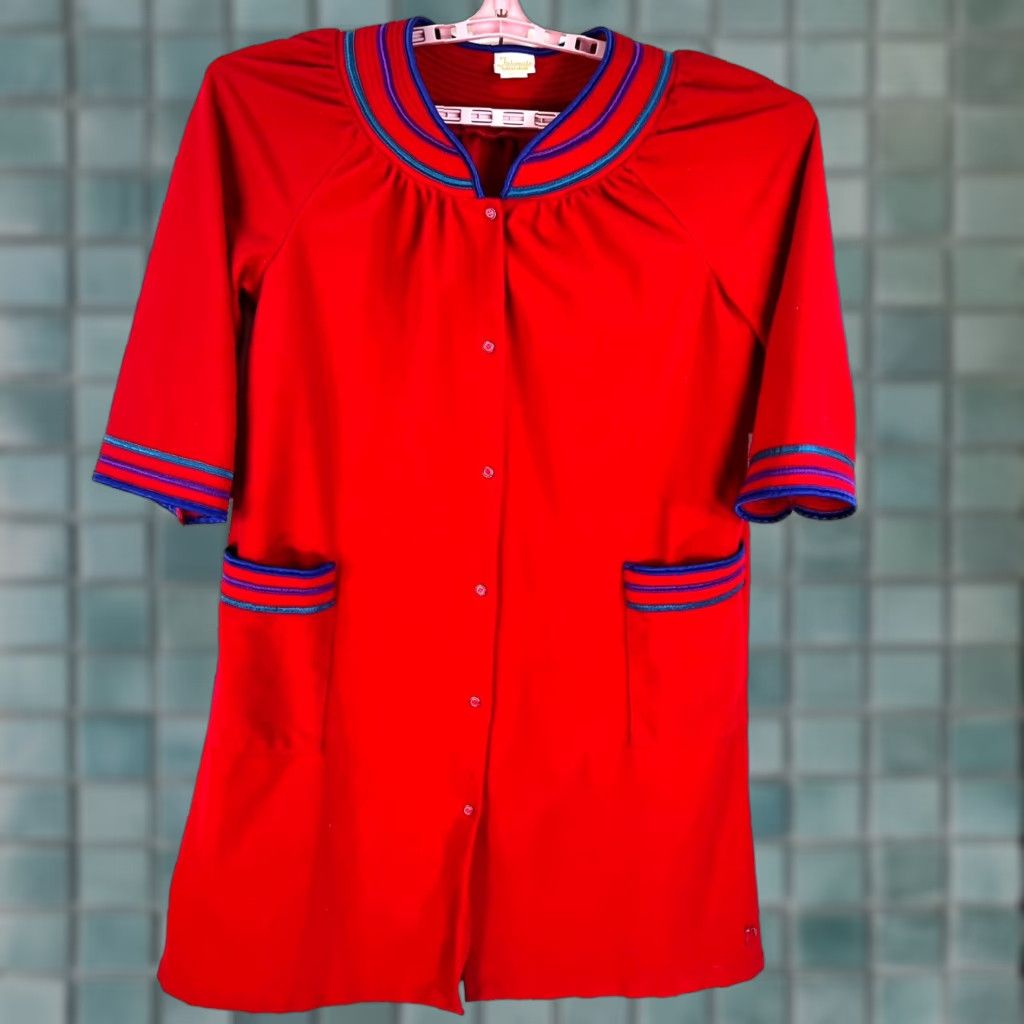 Vintage VINTAGE Intimate Mood Lounge House Coat Womens Size L Red Pockets Size L / US 10 / IT 46 - 1 Thumbnail