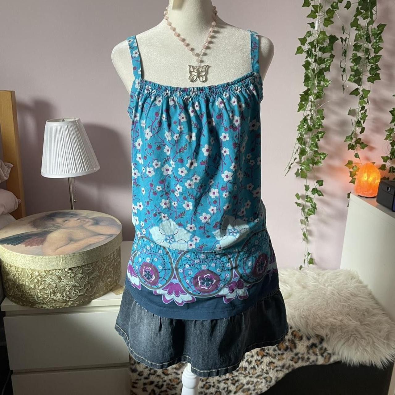 Esprit 2000s Esprit blue floral and apple print tank top Size L / US 10 / IT 46 - 8 Thumbnail
