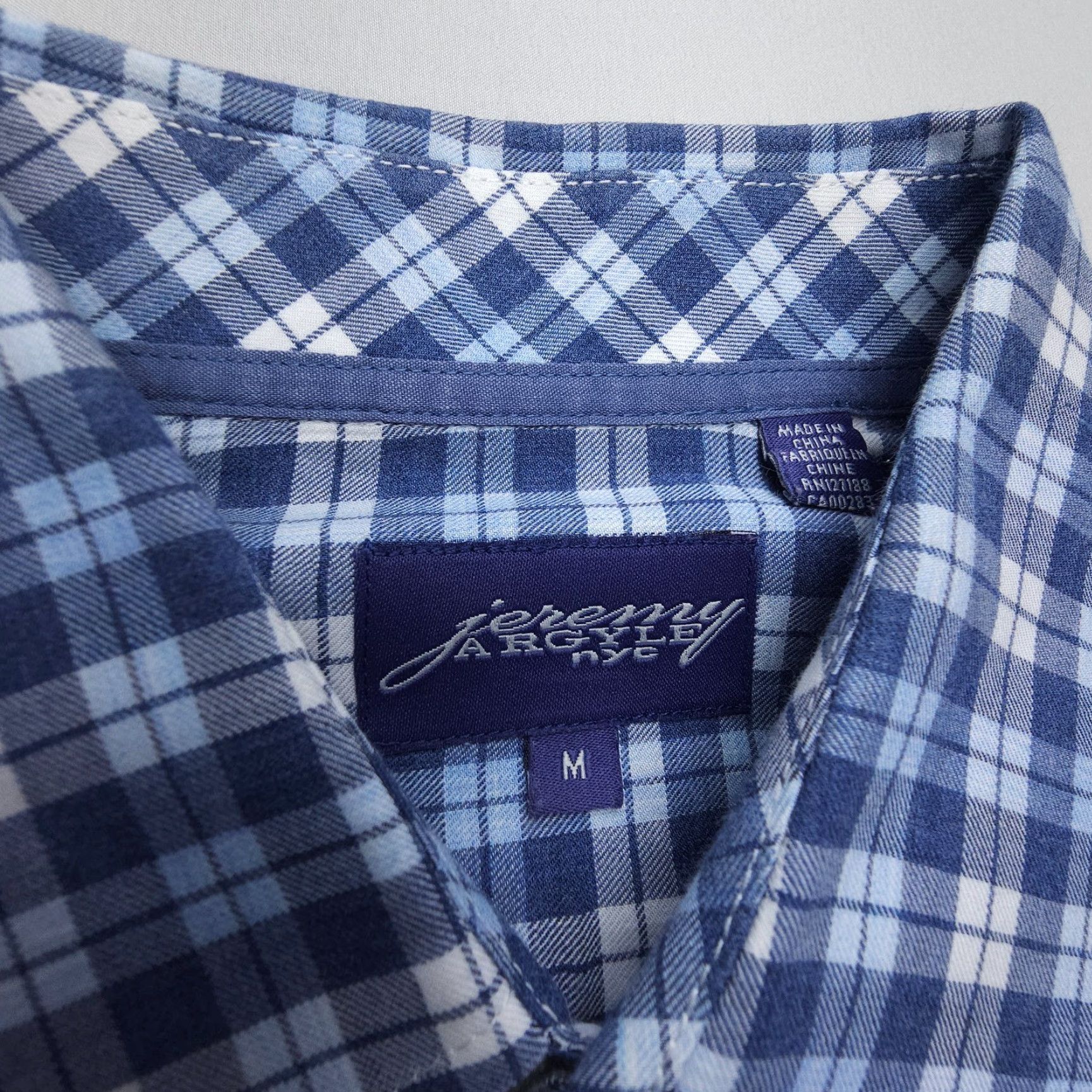Vintage Jeremy Argyle Shirt Men’s Medium Cotton Check Long Sleeve Button-Up Collared Blue Men Size US M / EU 48-50 / 2 - 7 Thumbnail