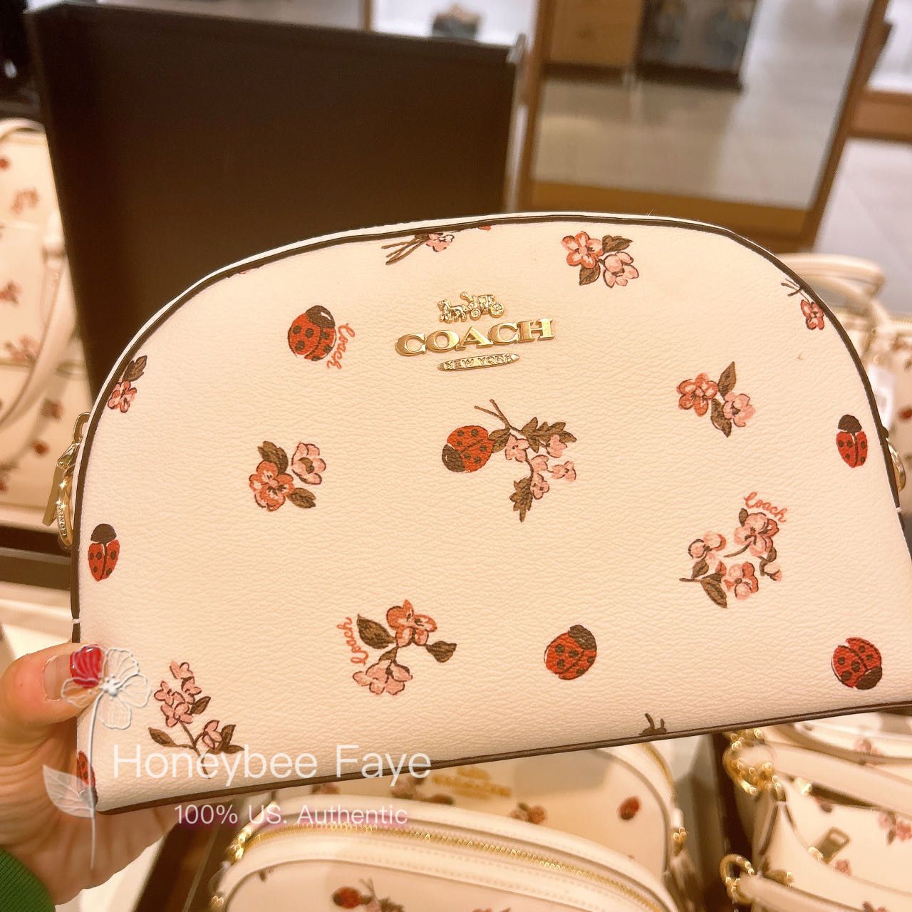image of Coach Madi Crossbody With Ladybug Floral Print Cu273 in Gold, Women's