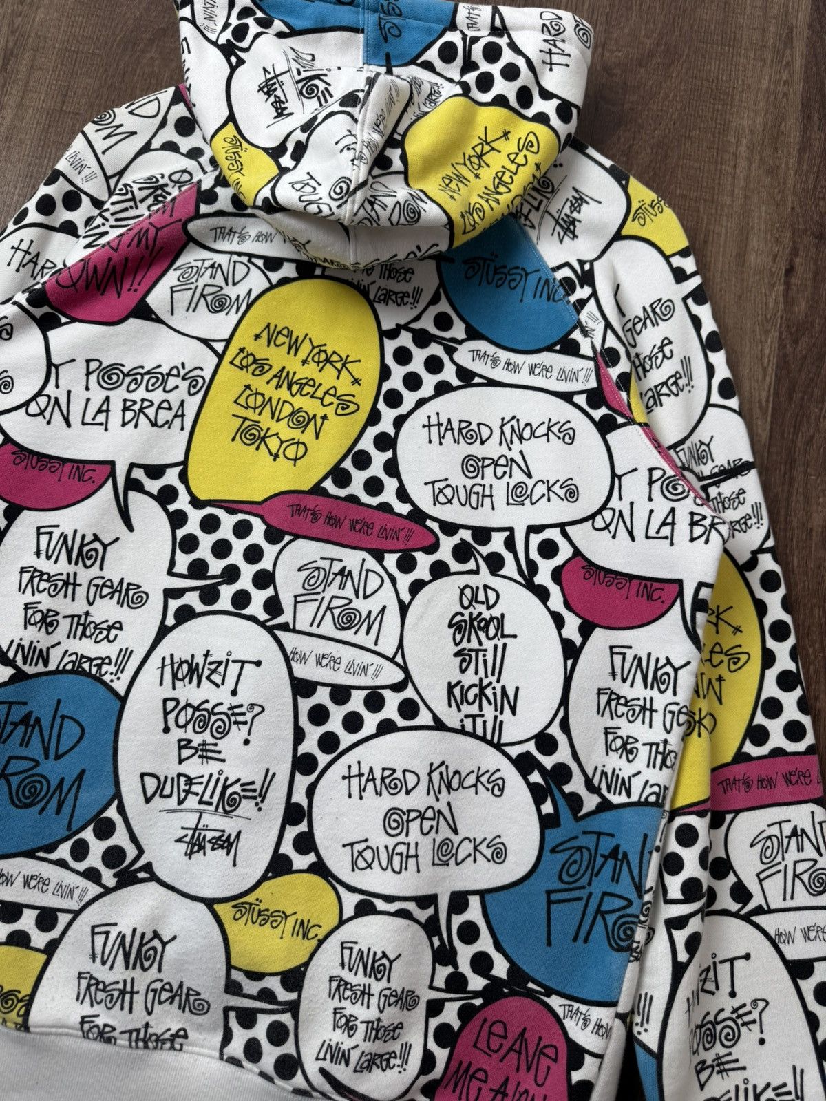 Stussy VINTAGE STUSSY SPEECH BUBBLE STAND FIRM FULL PRINT hoodie Size US XL / EU 56 / 4 - 13 Thumbnail