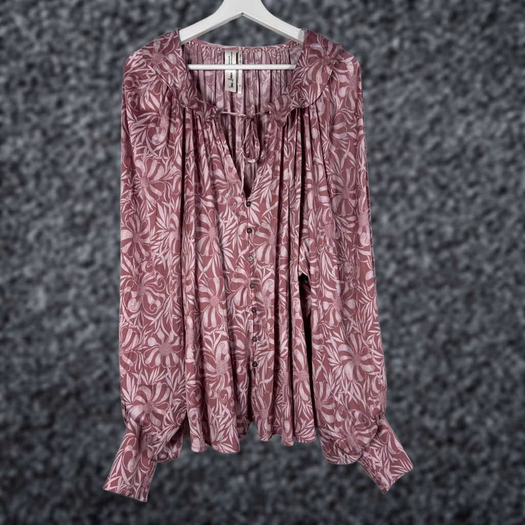 Anthropologie Florence Balducci for Anthropologie Womens Floral Button Down Boho Blouse 2X Pink White NWOT_Sold As Is Size XXL / US 16-18 / IT 52-54 - 1 Thumbnail