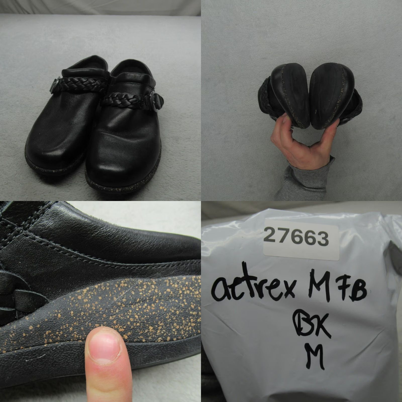 Aetrex Aetrex Womens Clogs Black Leather Braided Buckle Slip On Libby Casual Walking Modern Shoes Women Size 11 US 42 EU 8.5 UK Size US 9 / IT 39 - 8 Thumbnail