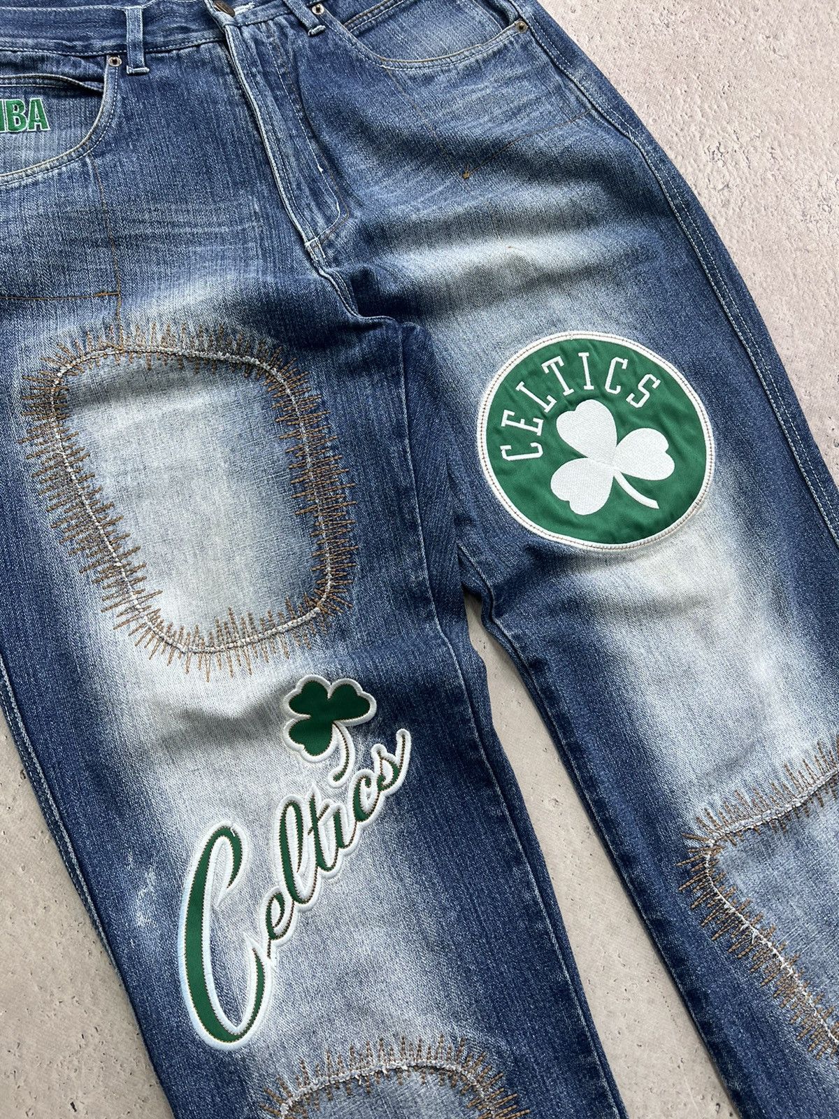 NBA × Vintage VINTAGE NBA UNK DENIM BAGGY JEANS JERSEY Y2K Size US 32 / EU 48 - 7 Thumbnail