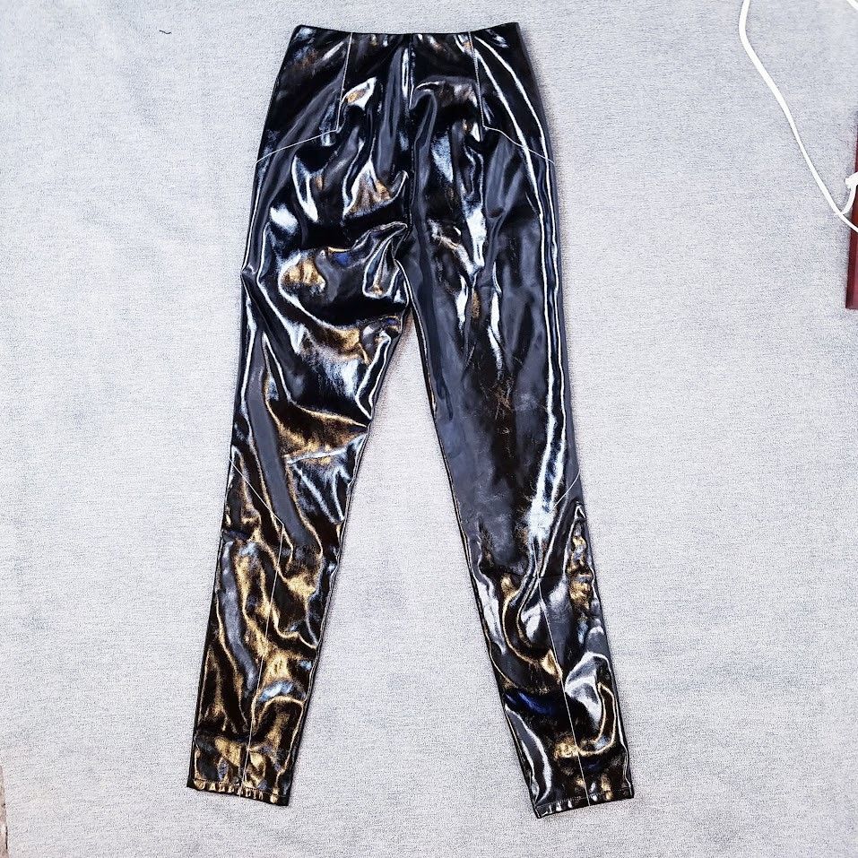 I.AM.GIA I.AM.GIA black vinyl skinny pants sz S exposed zipper Size 27" / US 4 / IT 40 - 2 Thumbnail