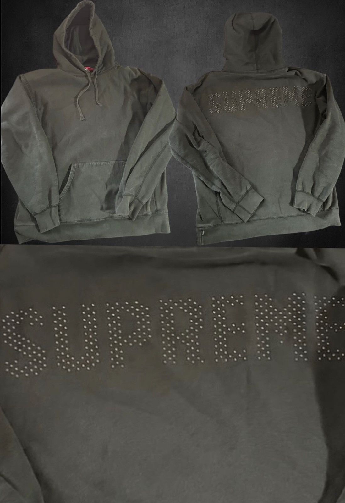 Supreme Forrest Green SS18 Studded Hoodie XL
