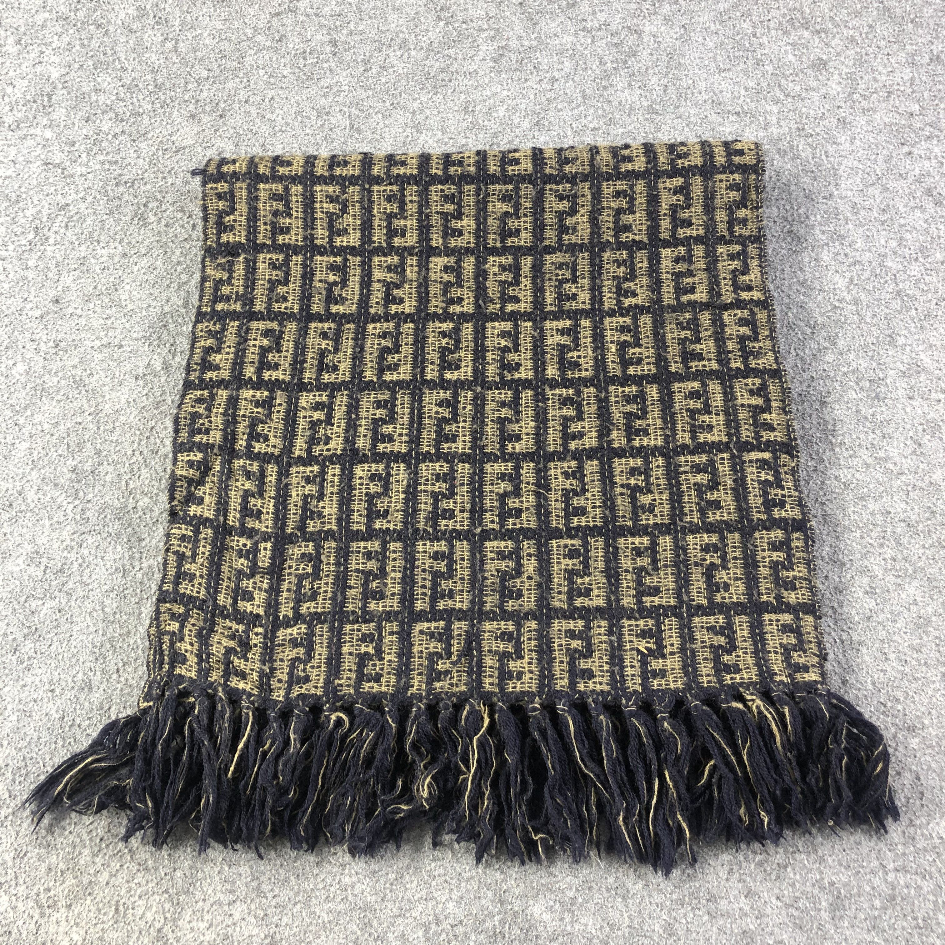 Fendi Fendi FF Monogram Full Print Wool Scarf Muffler V1145 Size ONE SIZE - 3 Thumbnail