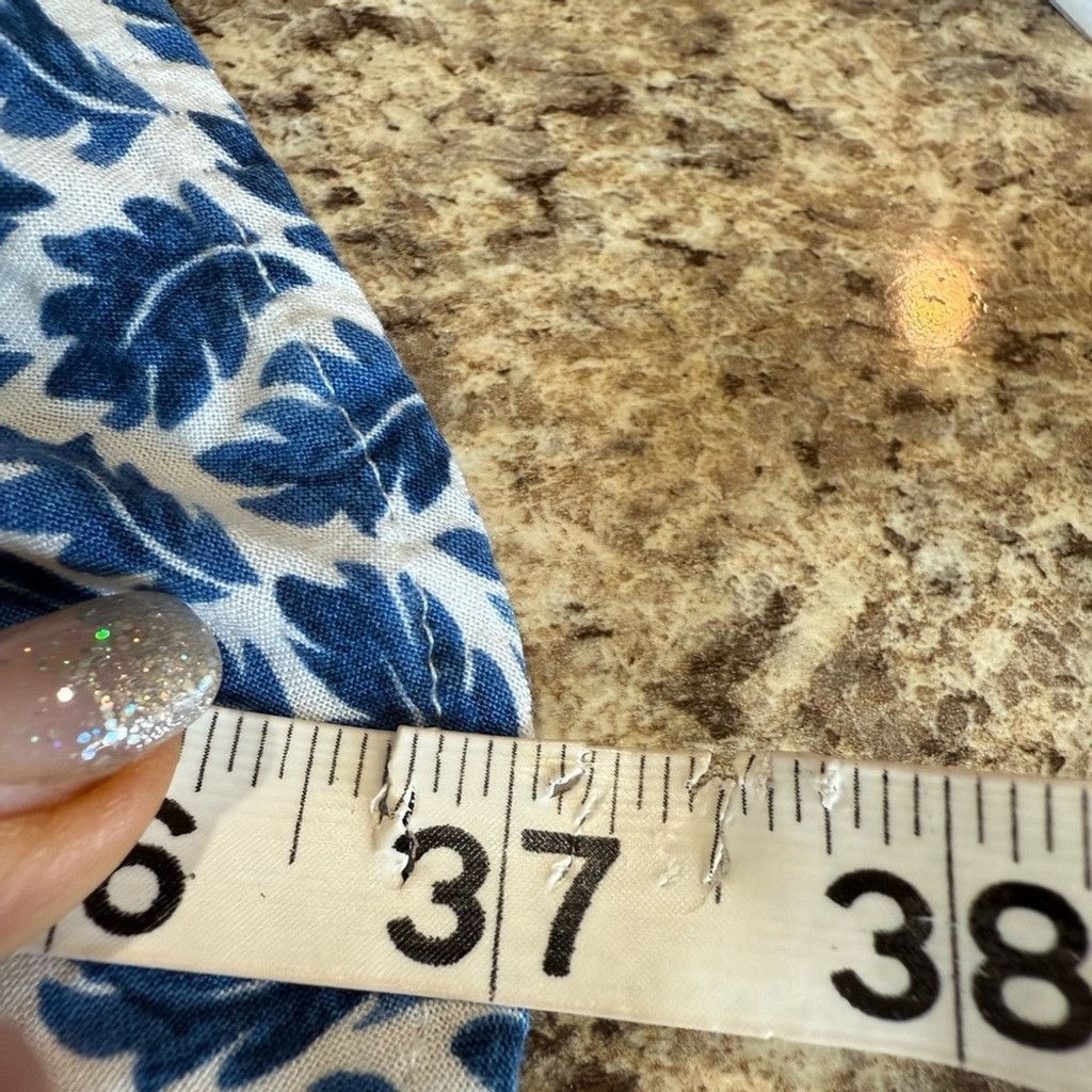 H&M H&M Blue Patterned Midi Dress Size L / US 10 / IT 46 - 3 Thumbnail