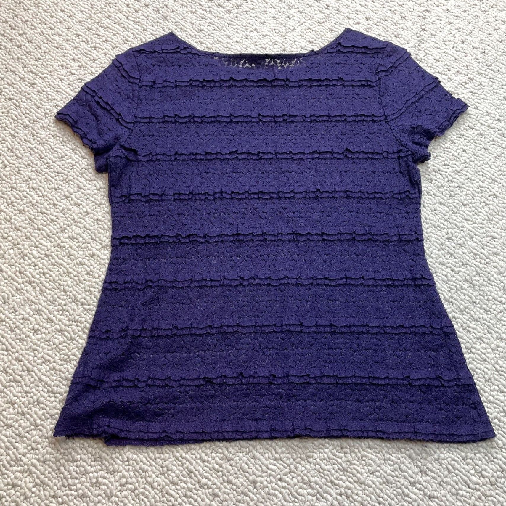 Banana Republic VINTAGE Banana Republic Shirt Womens L Purple Short Sleeve Layered Peasant Tee Size L / US 10 / IT 46 - 6 Thumbnail