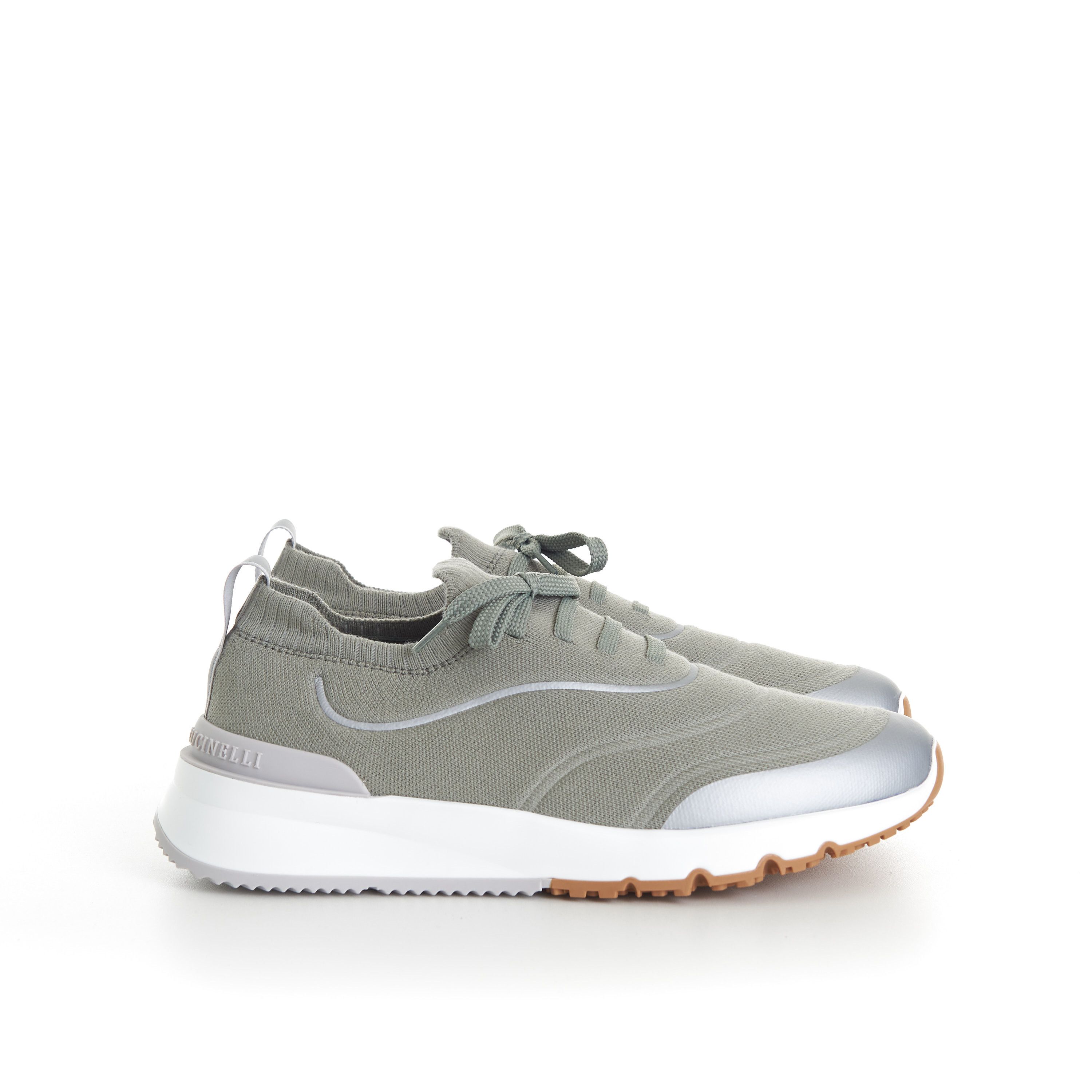 Brunello Cucinelli Techno Cotton Knit Runners With Heat-Bonded Details Size US 6 / EU 39 - 8 Thumbnail