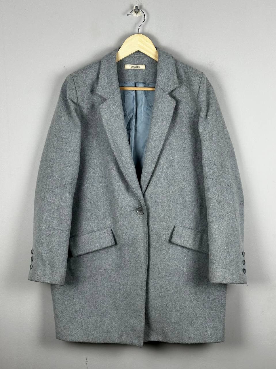 Japanese Brand Luxury Sessun Sky Blue Wool Womans Coat Size XS / US 0-2 / IT 36-38 - 1 Thumbnail
