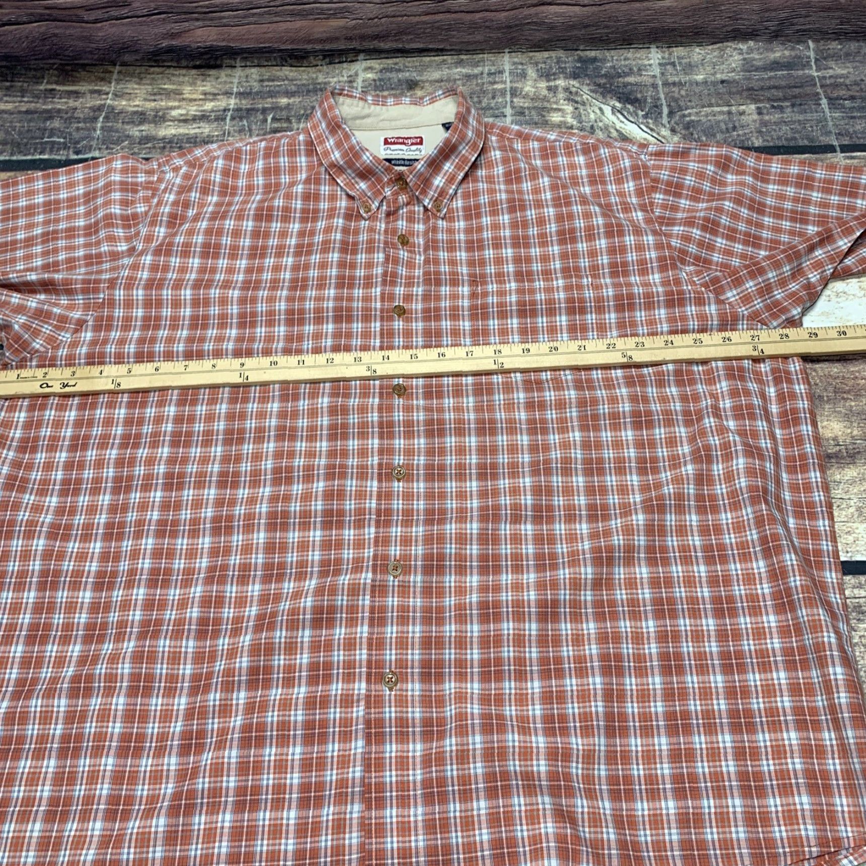 Wrangler Wrangler Western Shirt Short Sleeve Mens 2XL Red White Plaid Button-Down Shirt Western Workwear Casual Travel Size US XXL / EU 58 / 5 - 2 Thumbnail