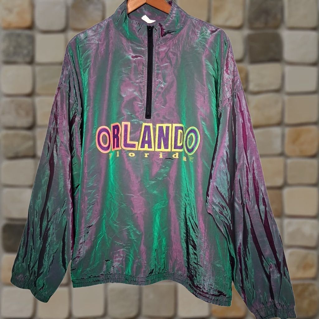 Vintage VINTAGE Orlando Florida Windbreaker Jacket Green Iridescent Beach 90s Volley Air Gear Mens Size US M / EU 48-50 / 2 - 1 Thumbnail