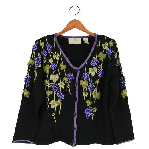 image of New Design Options Philip & Jane Gordon Grapevine Grapes Bla in Black, Women's (Size Medium)