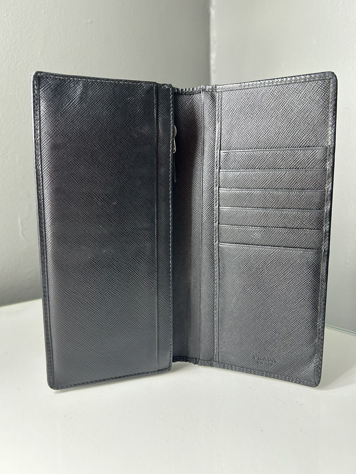 Prada Vintage Prada Black Saffiano Leather Flap Wallet w COA Size ONE SIZE - 3 Thumbnail